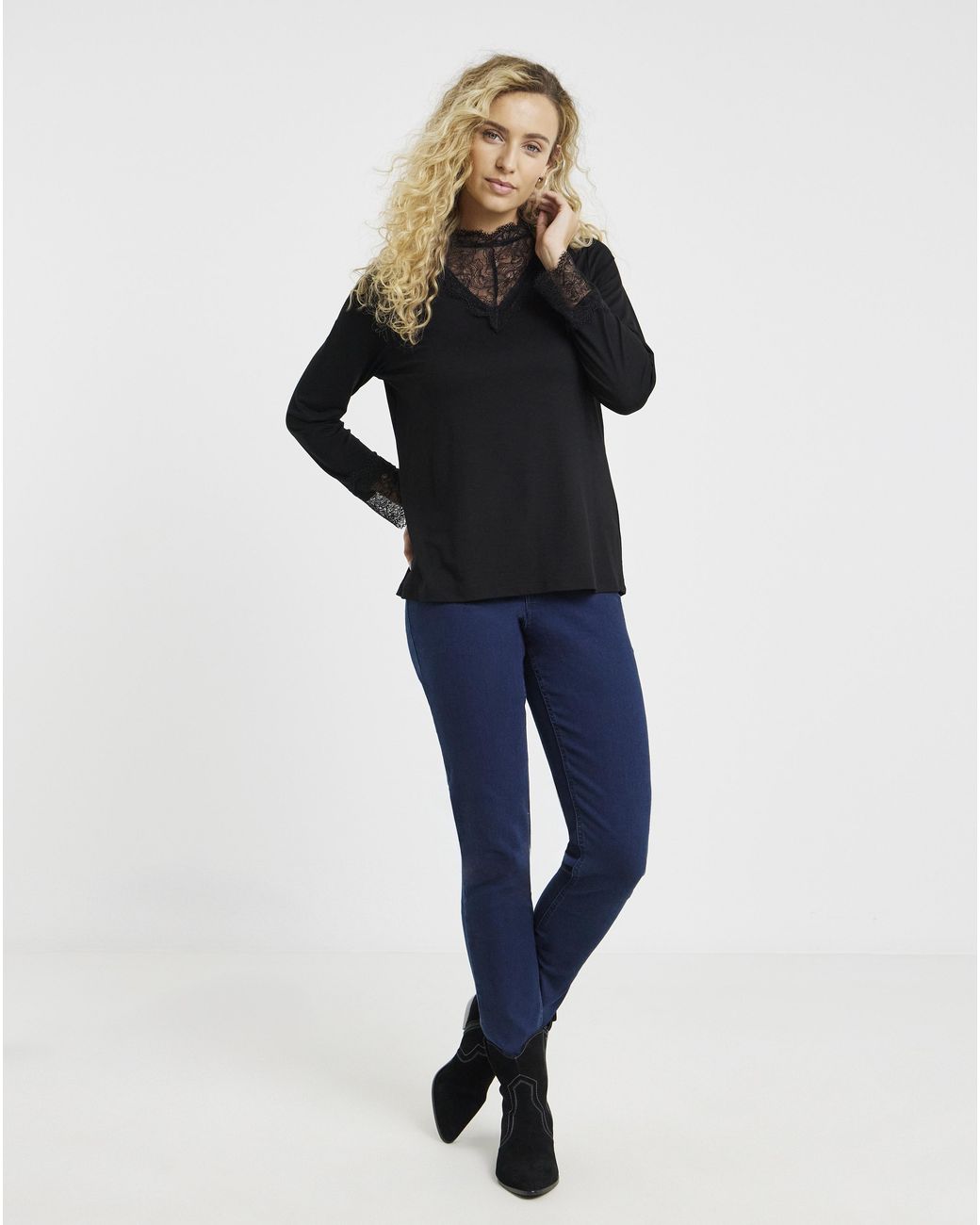 Joe Browns Blue Darcie Lace High Neck Top