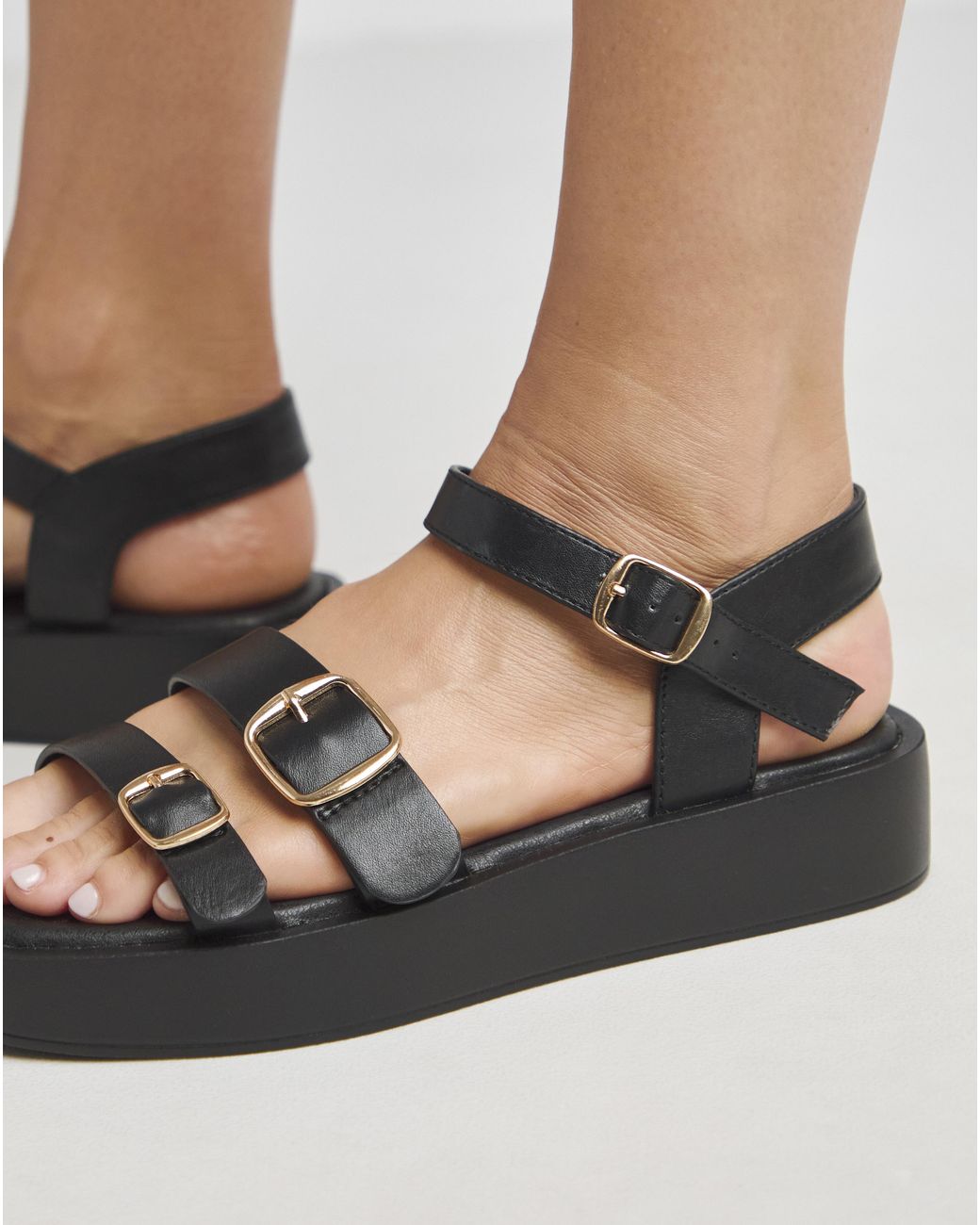 Simply Be Natural Chunky Multi Buckle Sandal Ex Wide