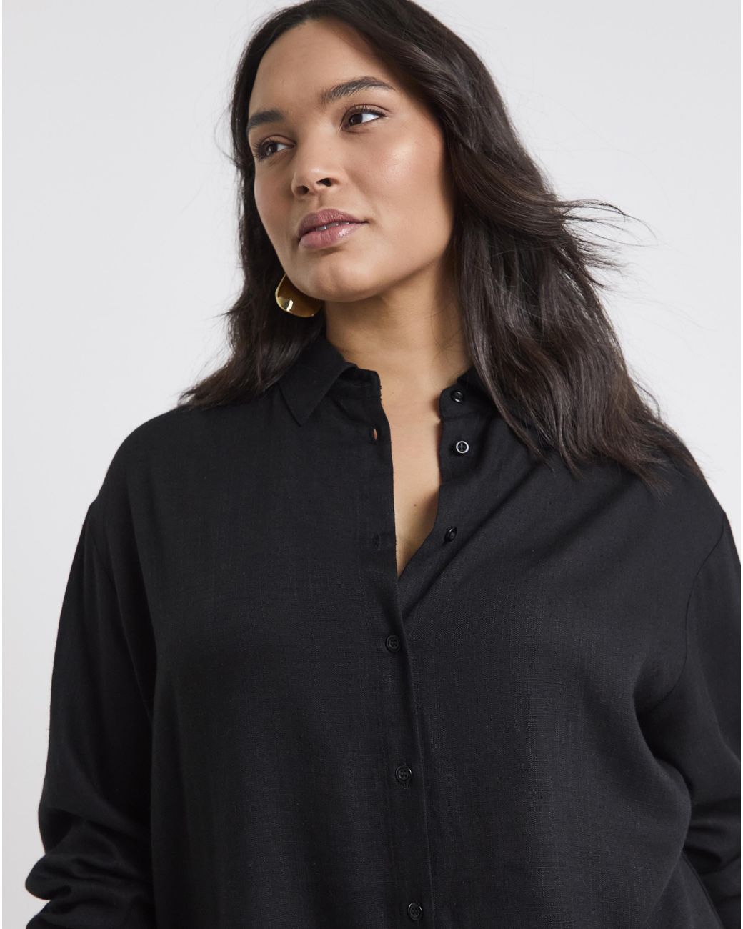 Simply Be Blue Linen Mix Shirt