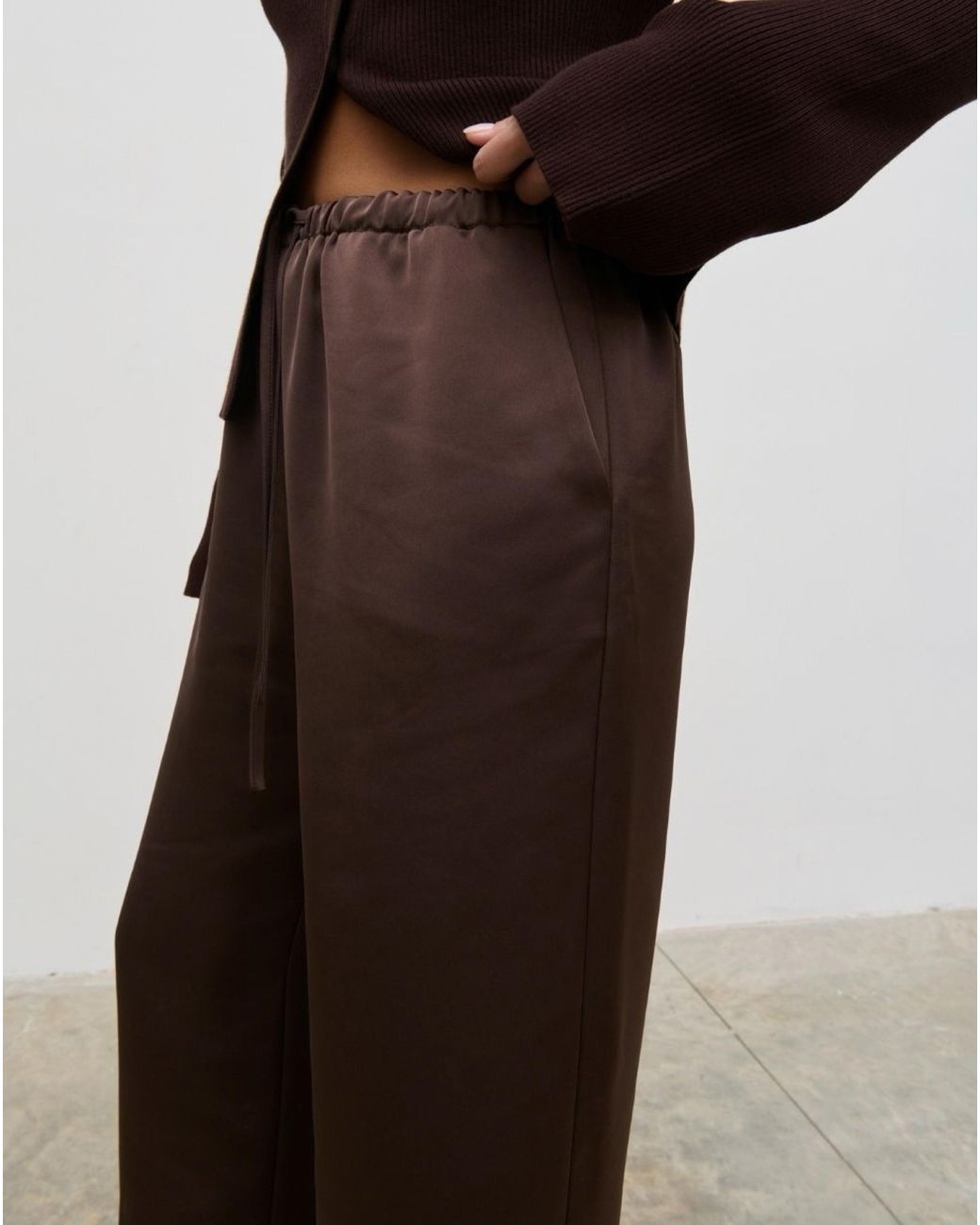 Pretty Lavish Brown Breya Satin Trousers