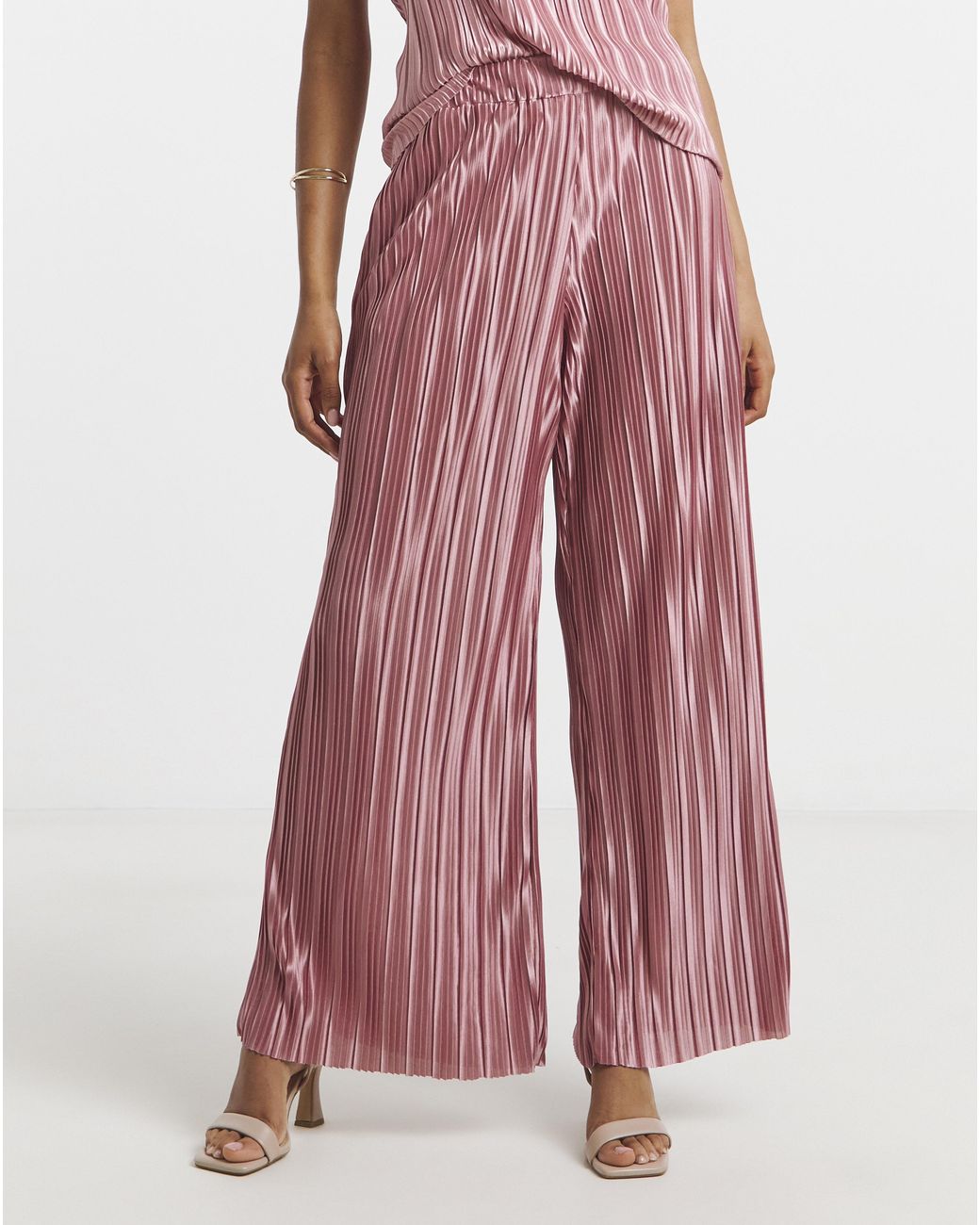 Joanna Hope Red Plisse Wide Leg Trousers