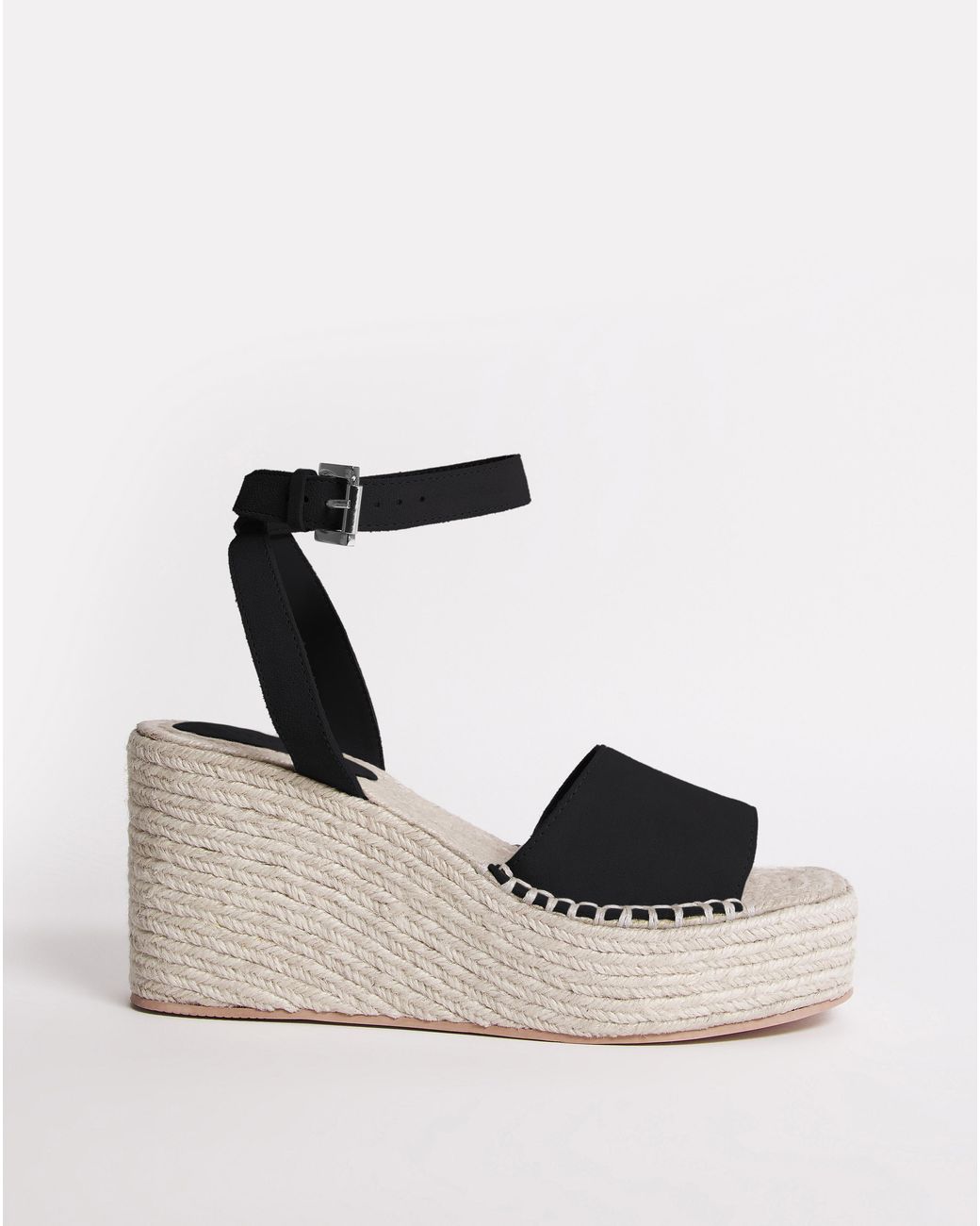 Simply Be Black Suede Espadrille Wedge Sandals Wide