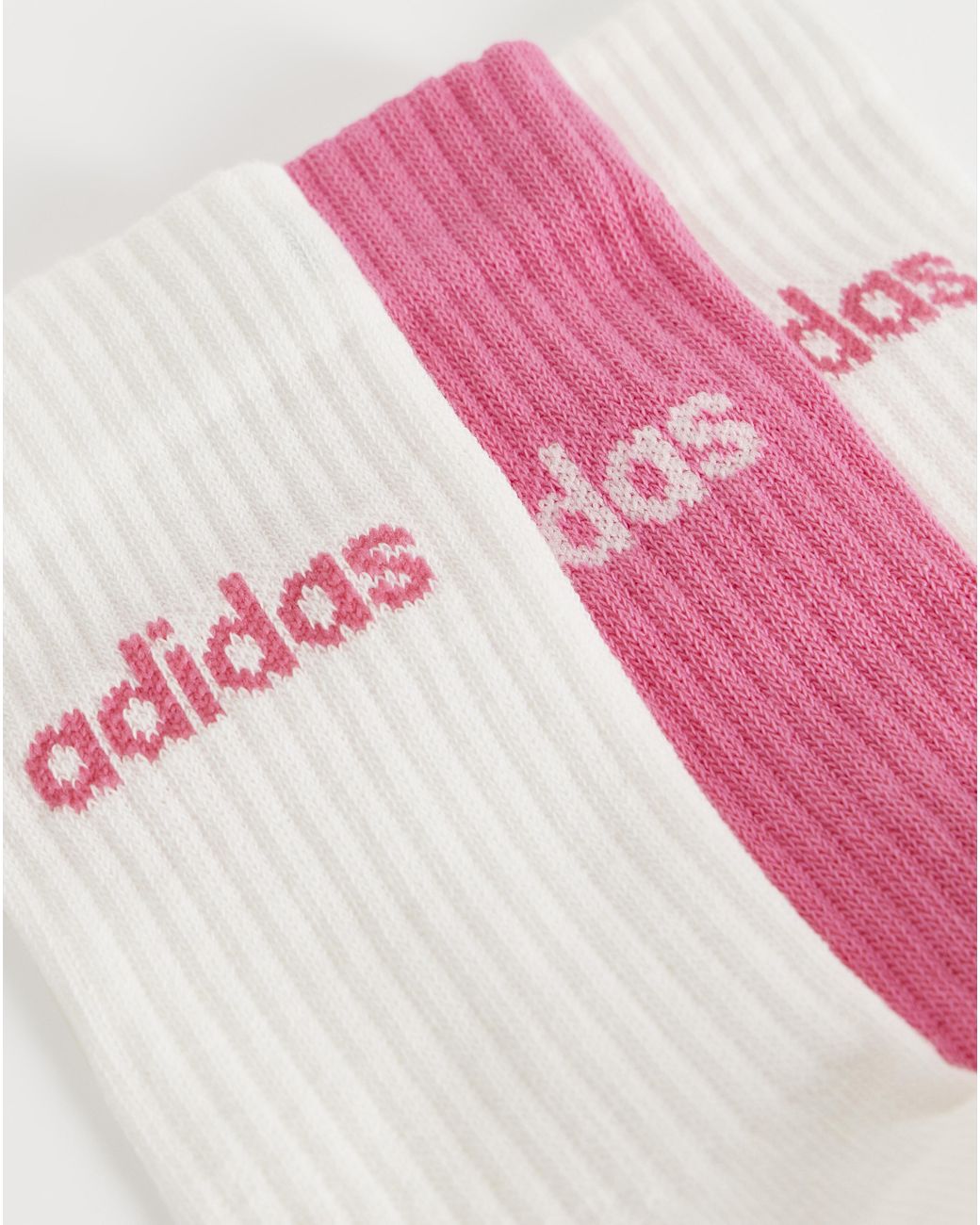 Adidas Pink 3 Pack Logo Crew Socks