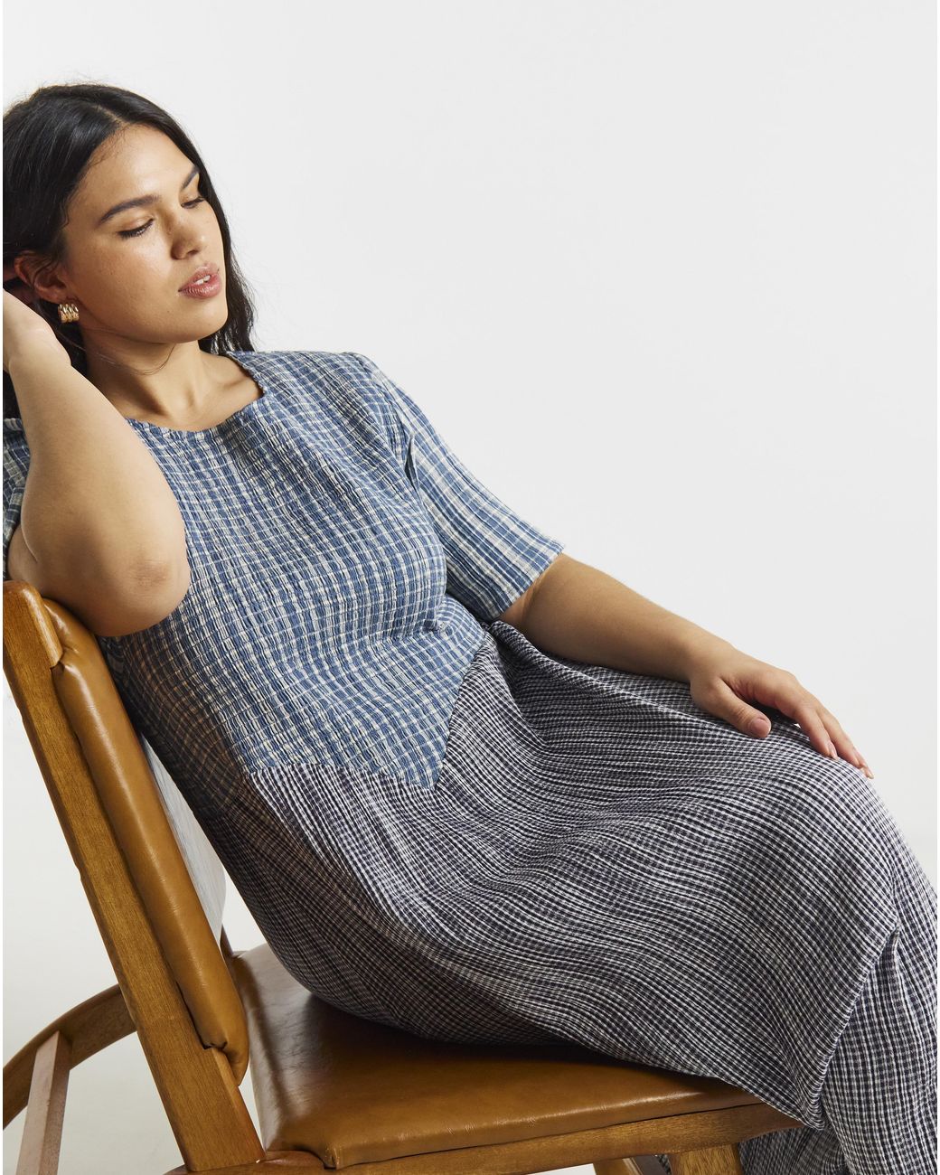 Native Youth Blue Ny Seersucker Dress