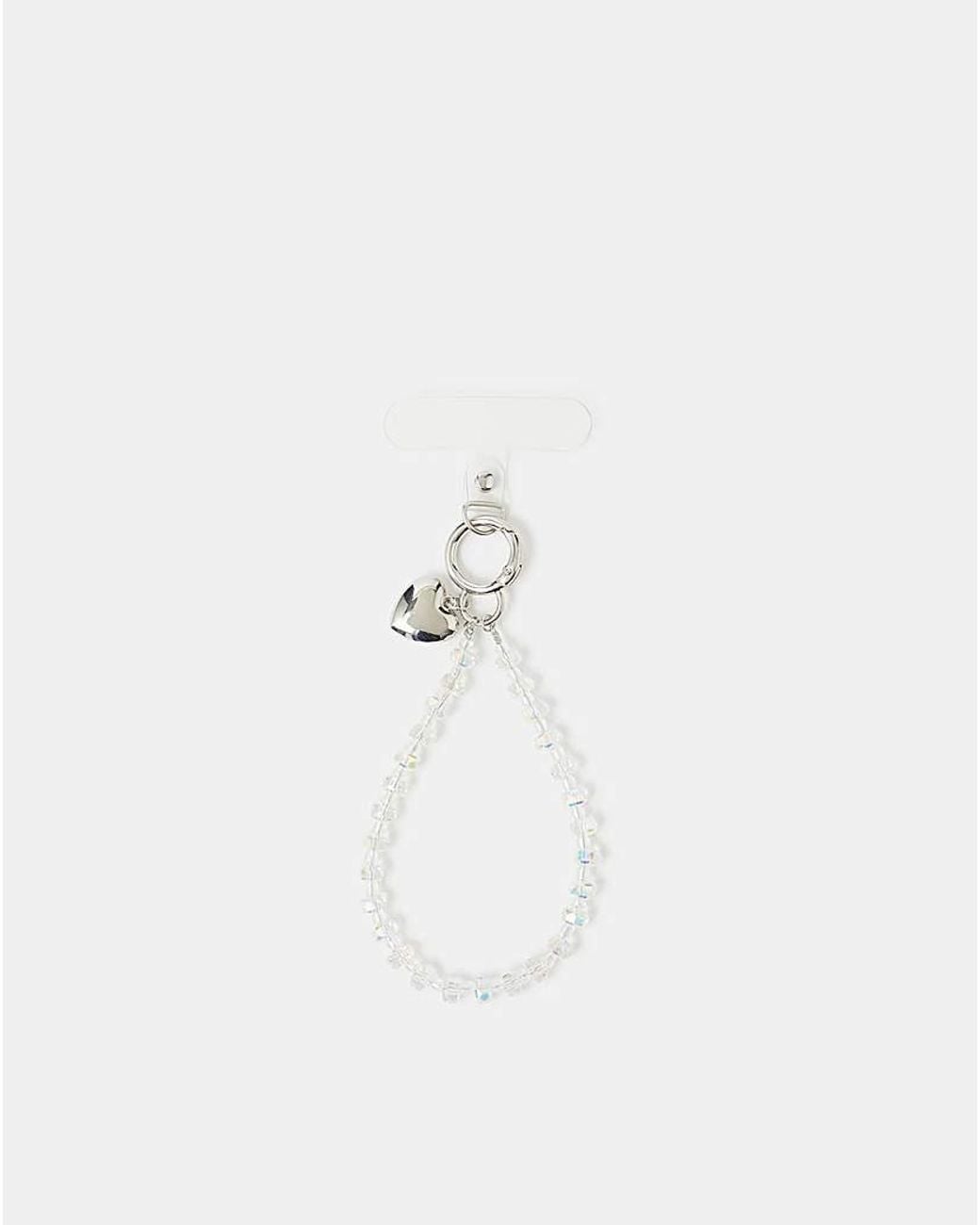 Accessorize White Beaded Wrist Phone Strap
