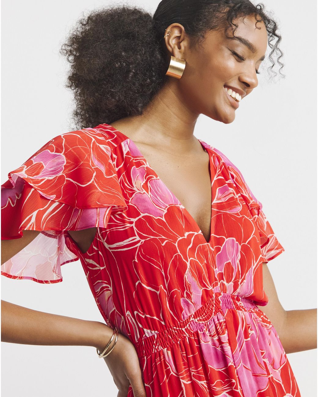 Joanna Hope Red Maxi Ruffle Dress