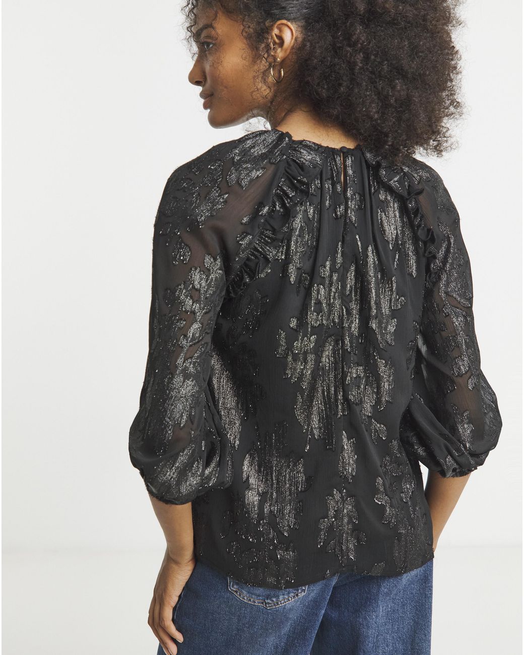 Joanna Hope Gray Lurex Blouse