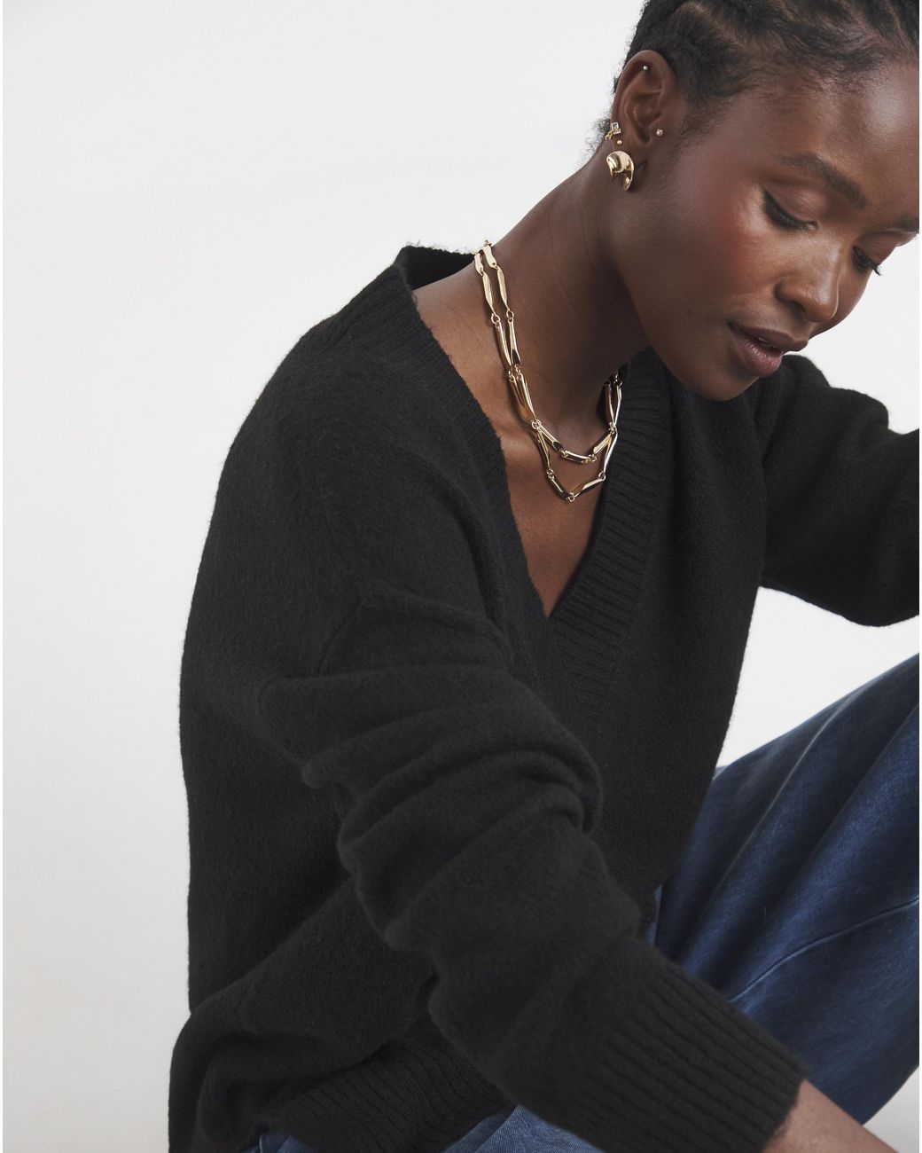 Simply Be Black V-Neck Tunic
