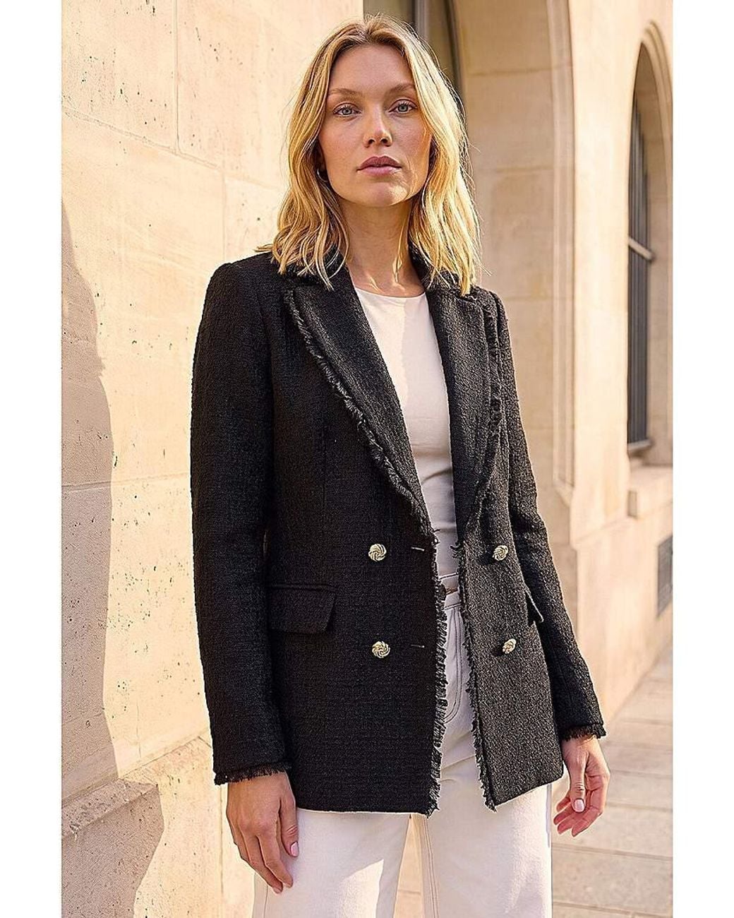 Roman Black Roman Fray Mid Boucle Jacket