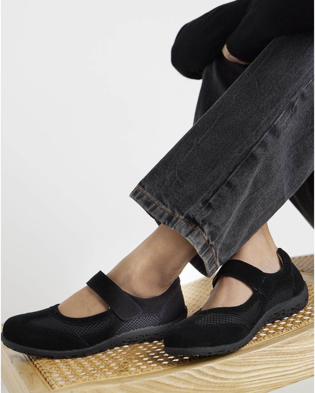 Heavenly Soles Black Sporty Mary Jane Eee Fit