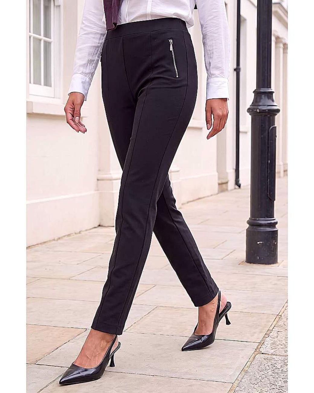 Roman Black Roman Ponte Zip Slim Trousers