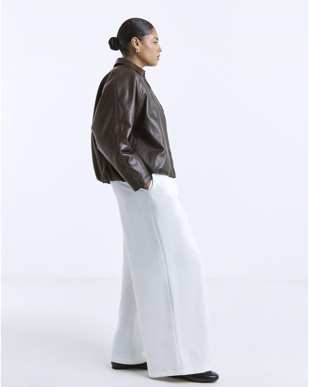 Simply Be Blue Bubble Hem Faux Leather Jacket