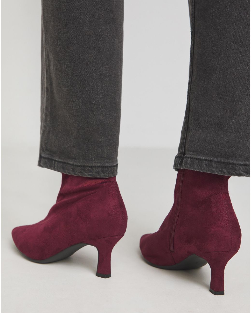 JD Williams Red Kitten Heel Sock Boot E Fit