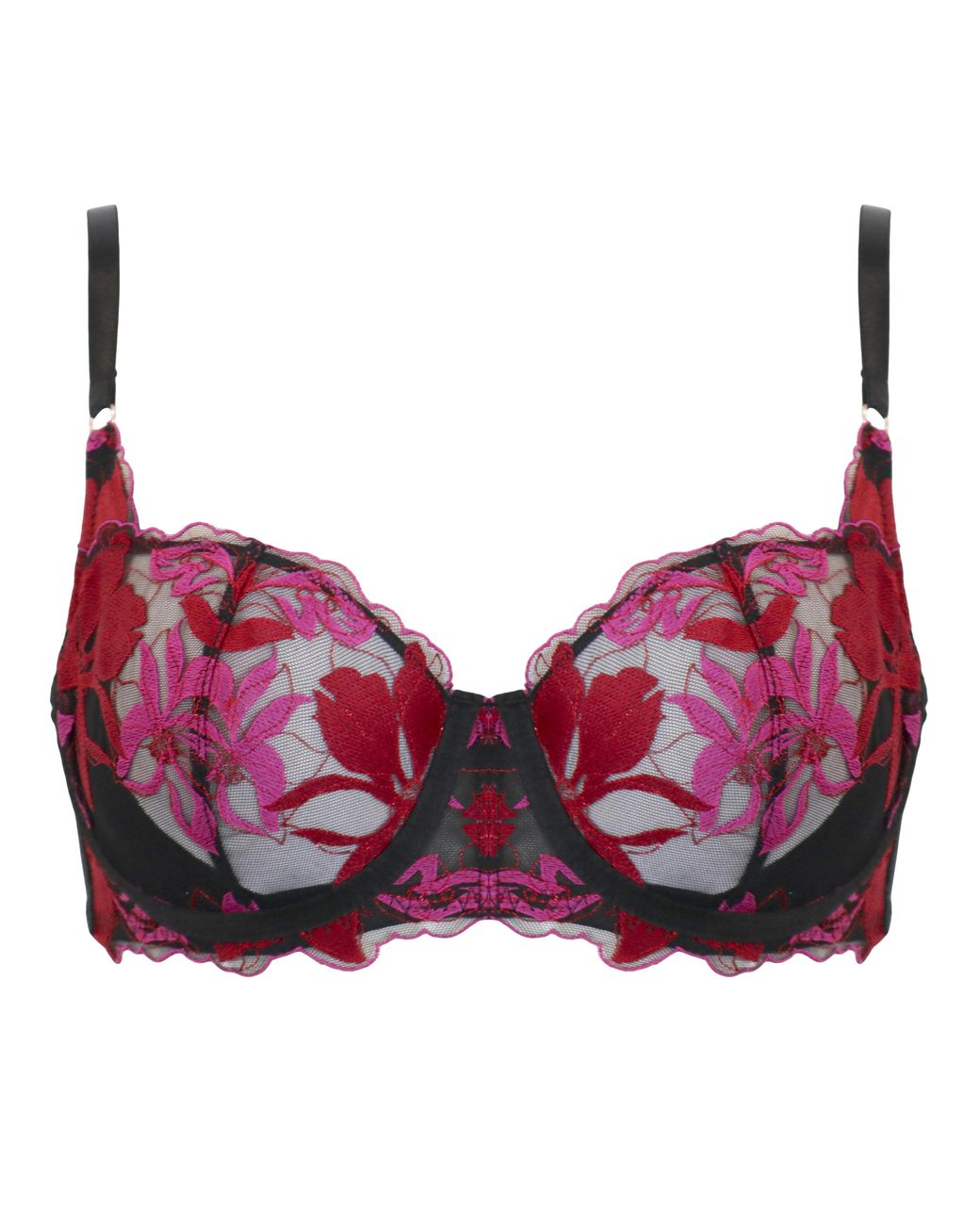 Pour Moi Red Roxanne Full Cup Bra Blk