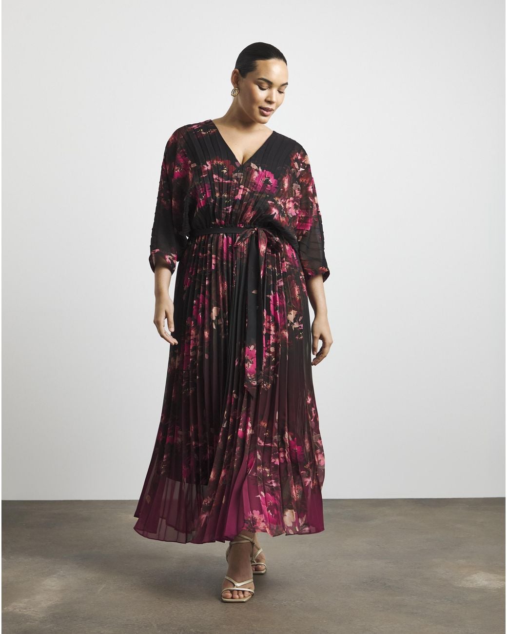 Joanna Hope Red Printed Pleat Maxi Dress