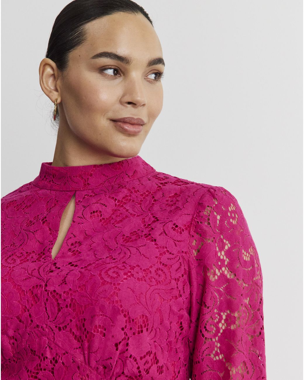 Joanna Hope Pink High Neck Lace Dress