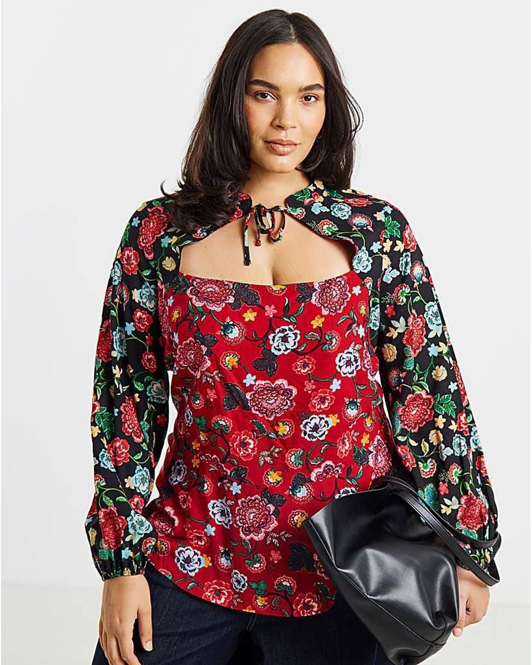 Simply Be Red Long Sleeve Peplum Top