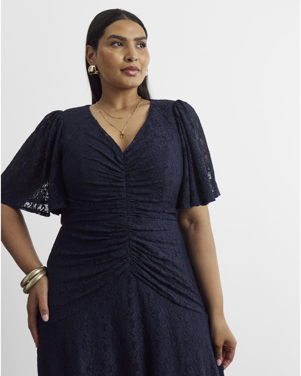 Joanna Hope Blue Stretch Lace Midi Dress