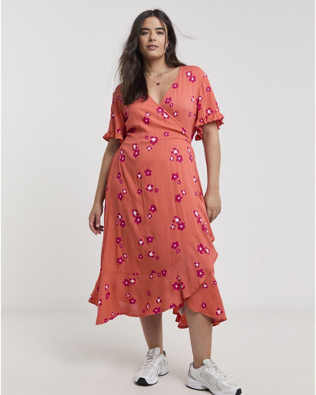 Simply Be Red Crinkle Wrap Midi Dress