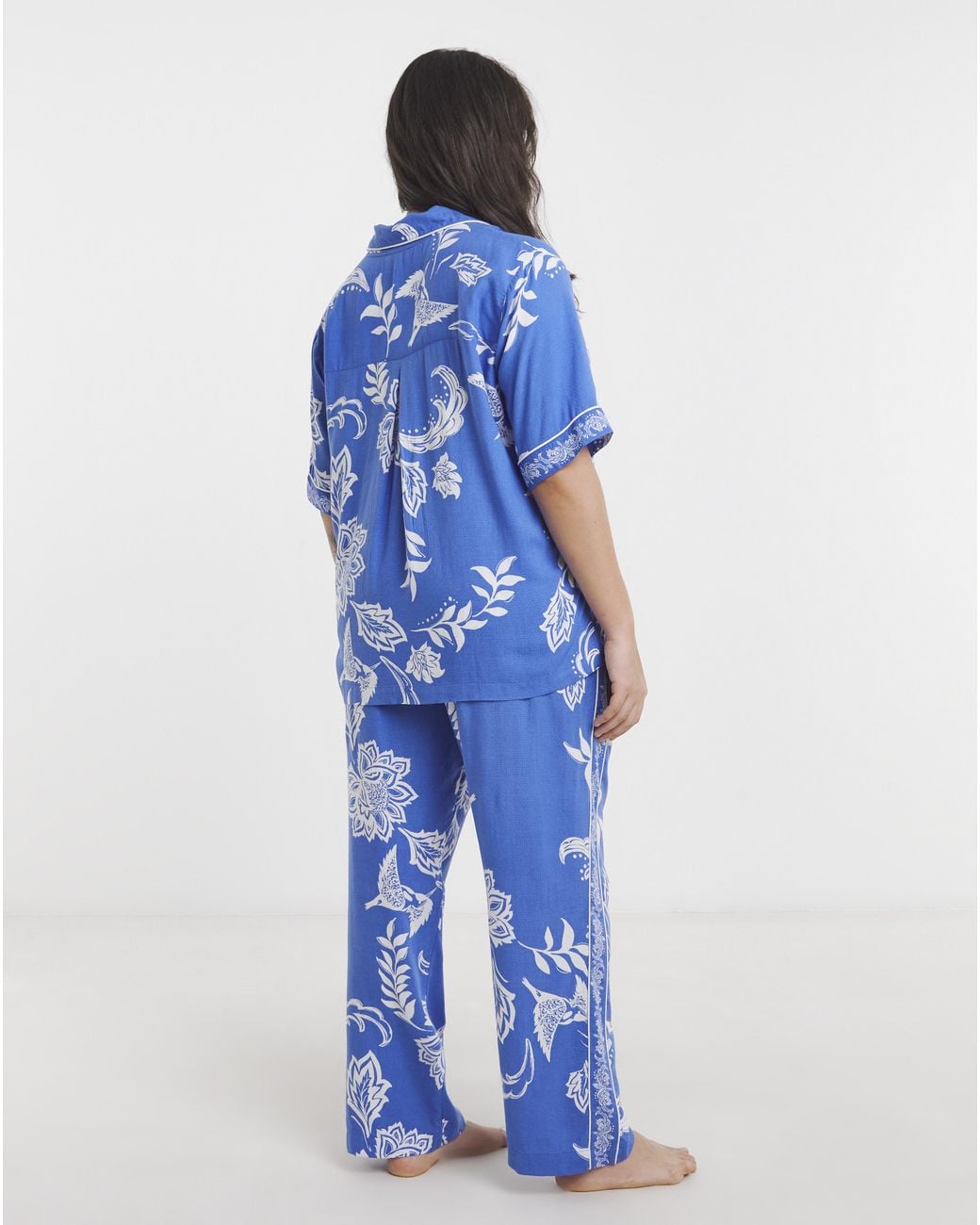 Figleaves Blue Border Print Pyjama Set