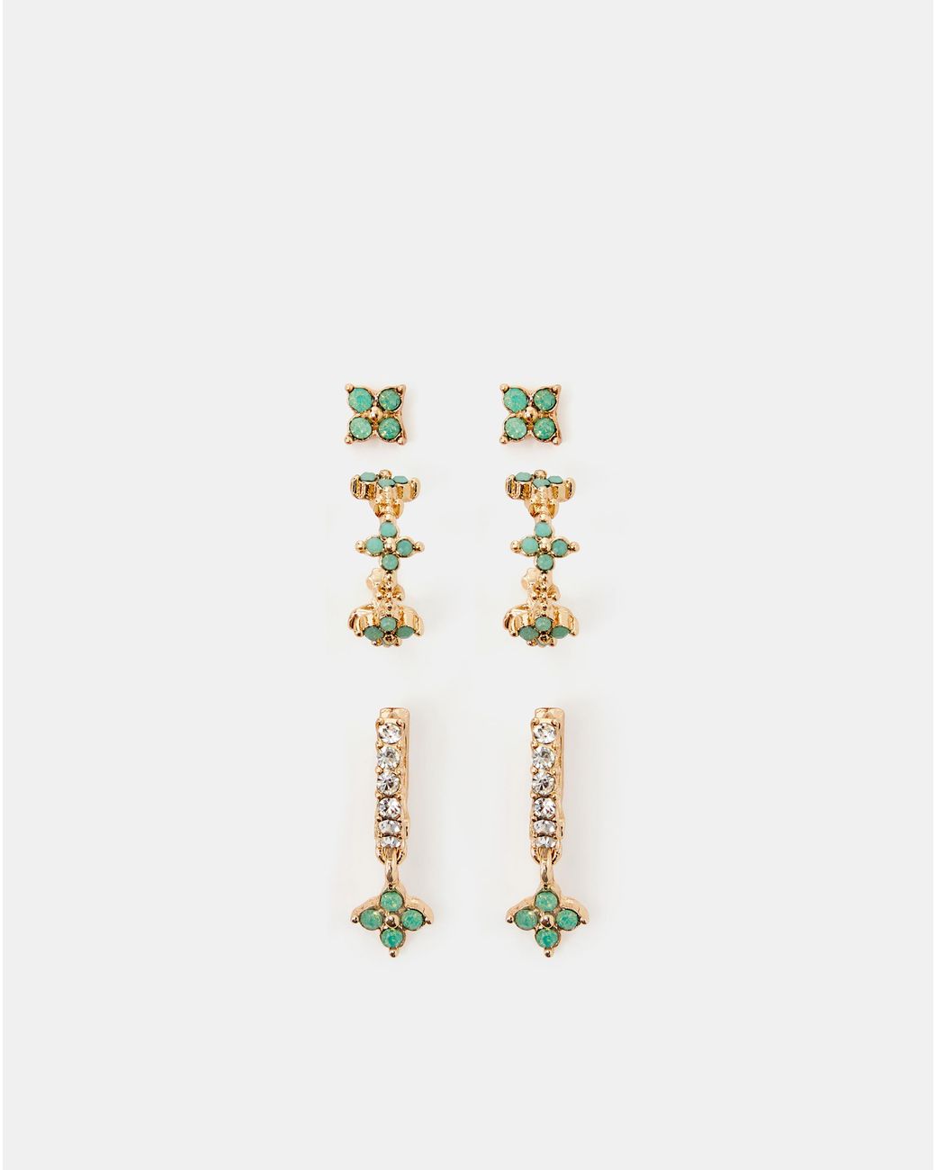 Accessorize Metallic Flower Stud & Hoop Earrings
