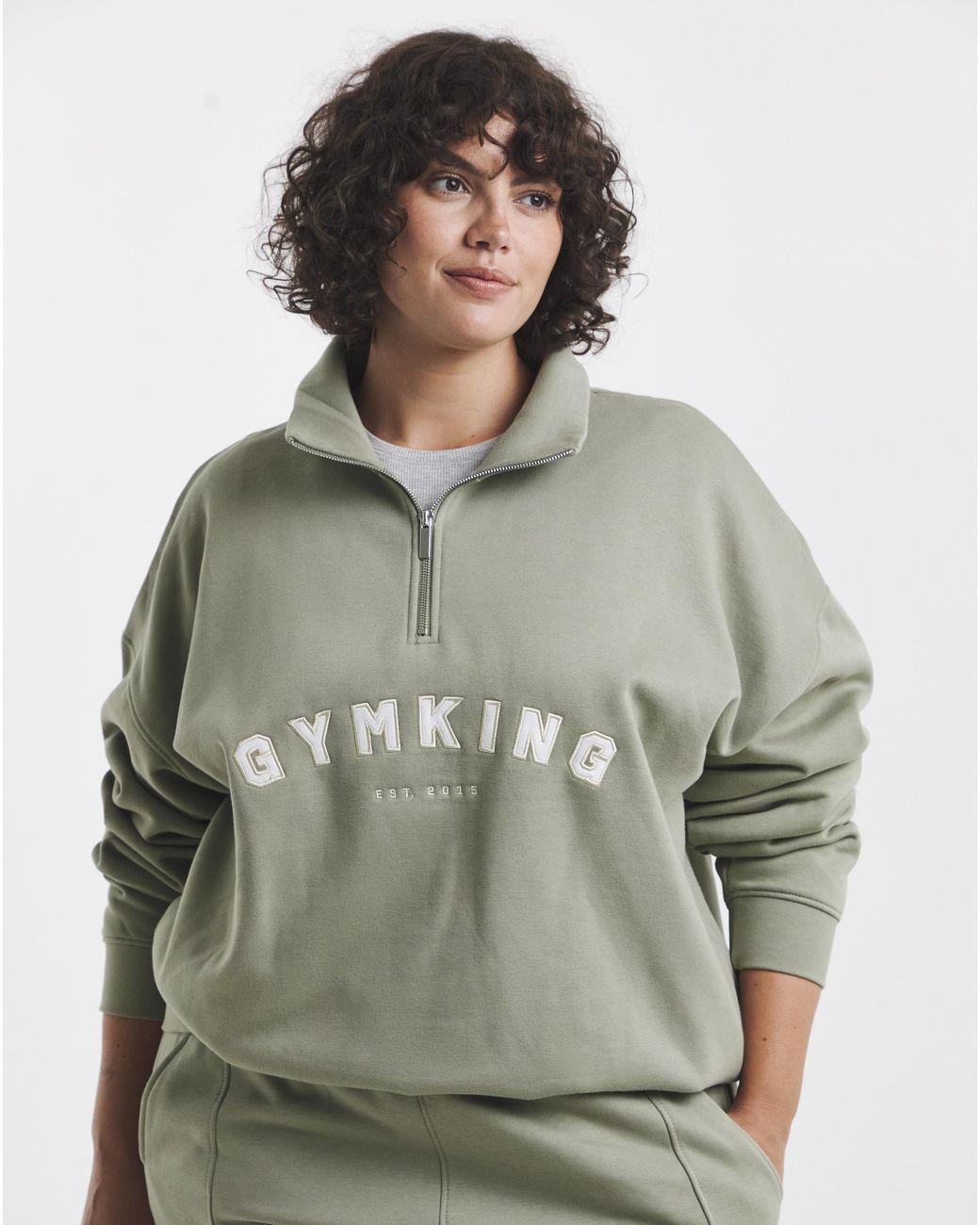Gym King Green Shadow 1/4 Zip Funnel Neck