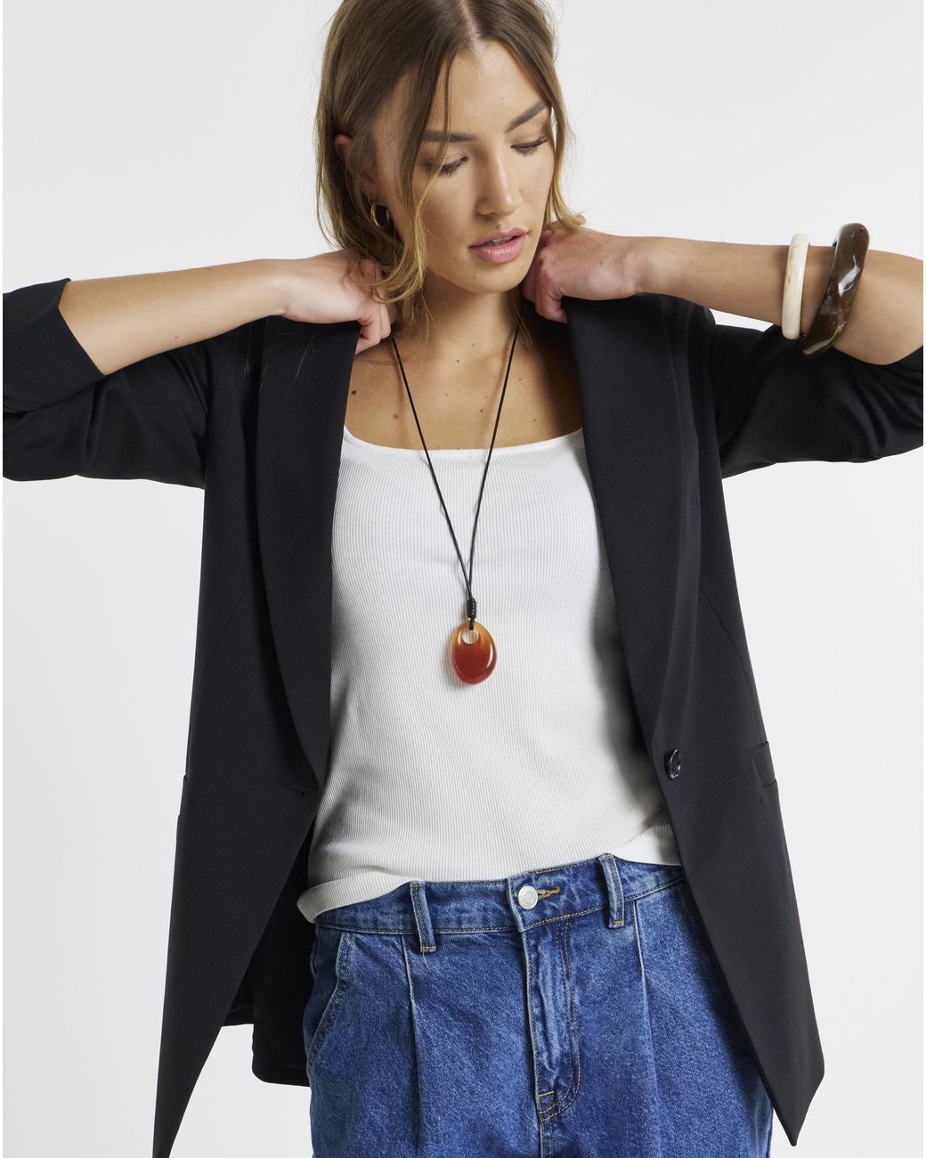 Simply Be Blue Single Breasted Blazer
