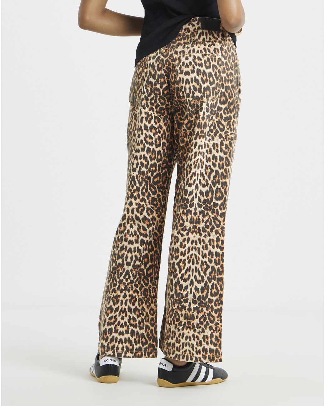 Simply Be Black Print Denim Wide Leg Jeans