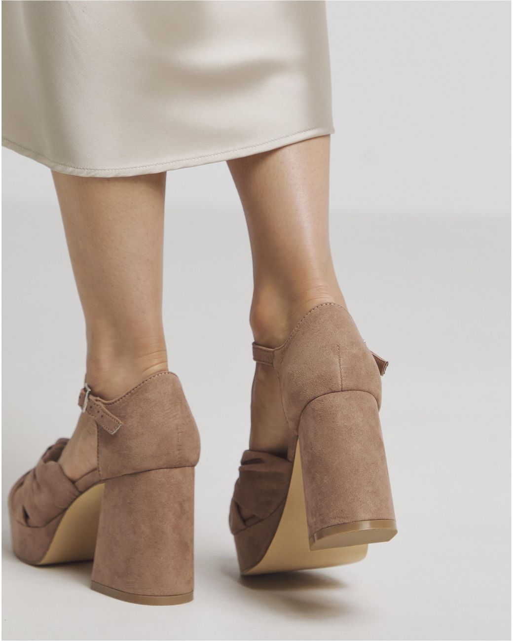Simply Be Brown Knot Detail Platform Sandal Ex Wide Fit