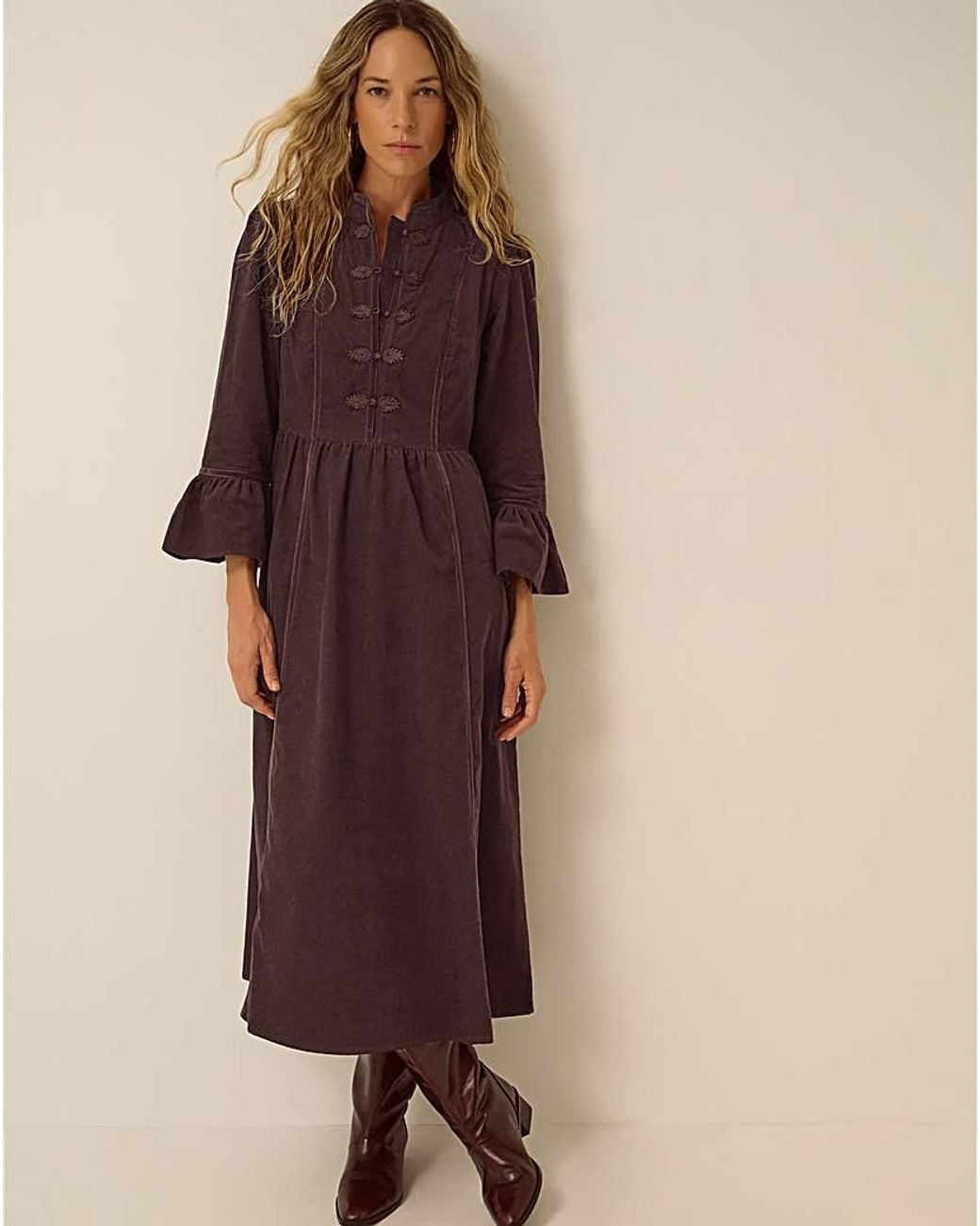 Monsoon Brown Valerie Corduroy Midi Dress