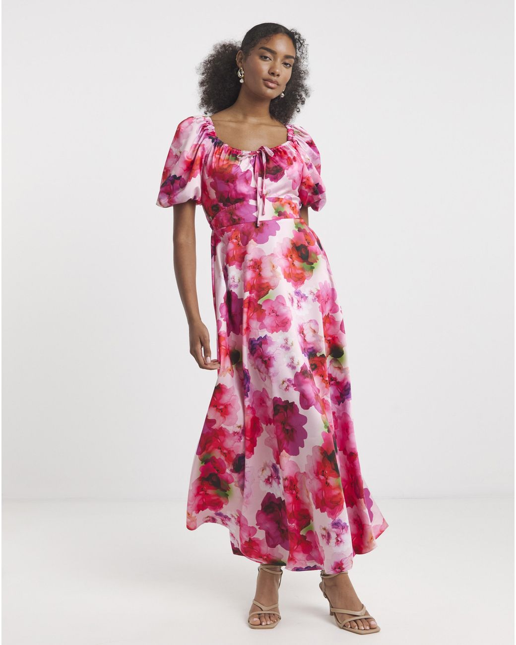 Flounce London Red Floral Maxi Dress