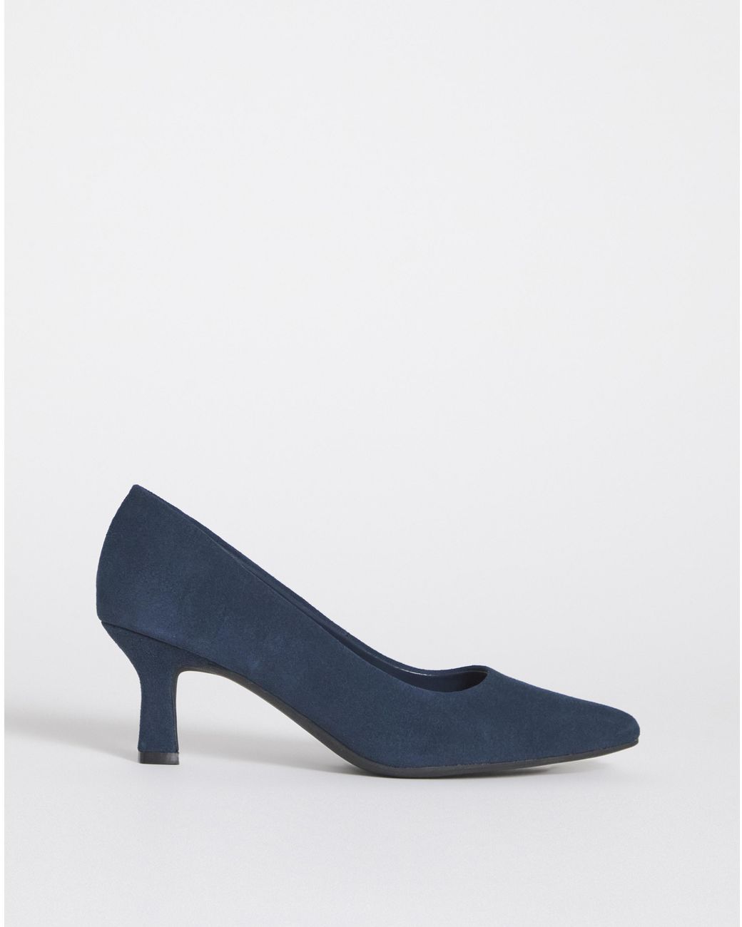 Heavenly Soles Blue Pointed Toe Kitten Heel Shoe Wide