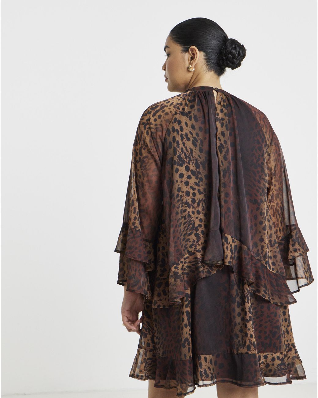 Simply Be Brown Leopardt Skater Dress