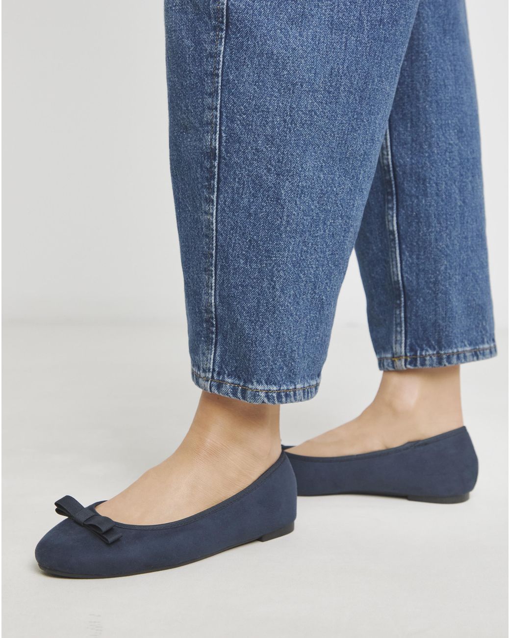 Simply Be Blue Classic Ballerina Bow Shoe Extra Wide