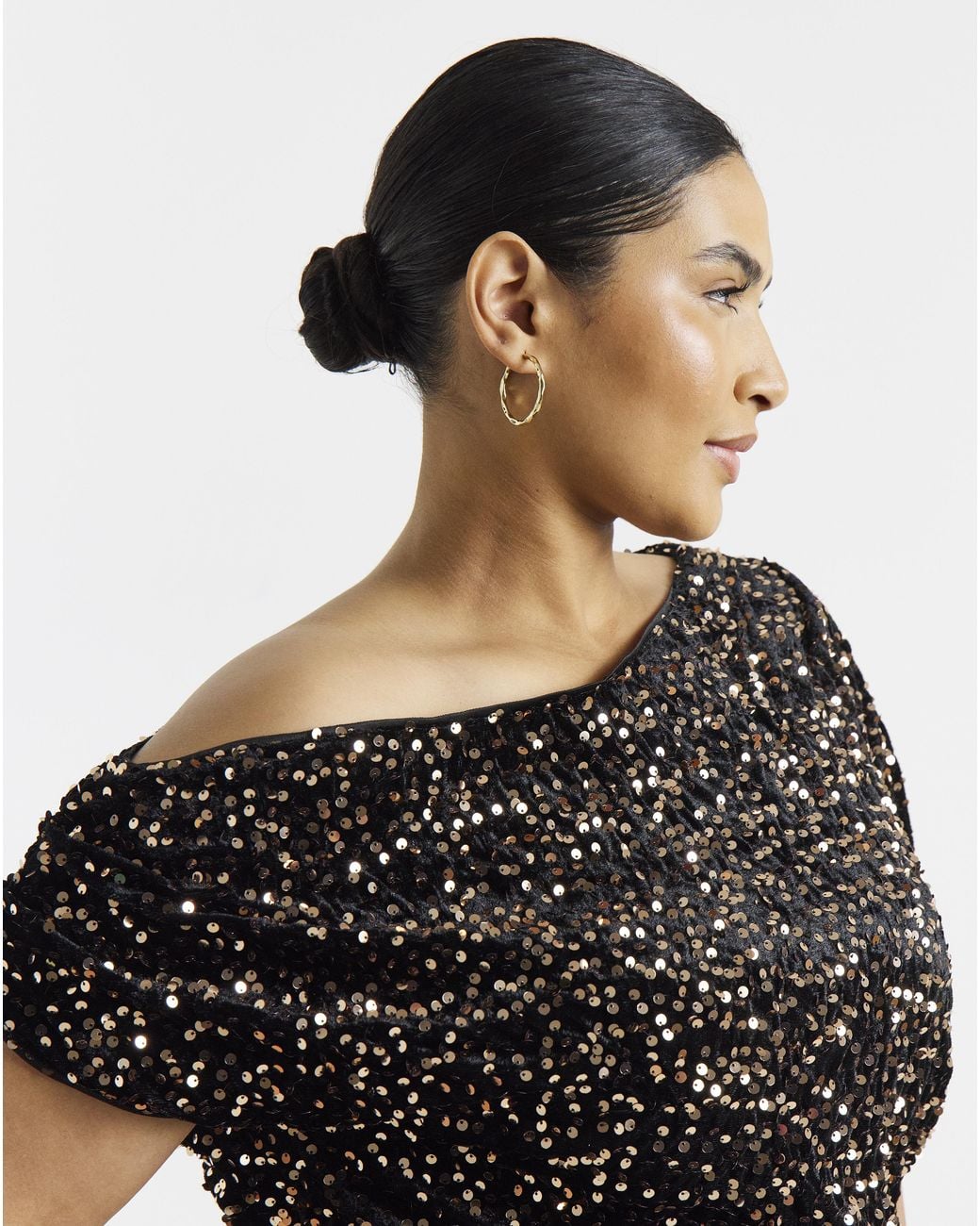 Simply Be Black Velvet Off The Shoulder Top