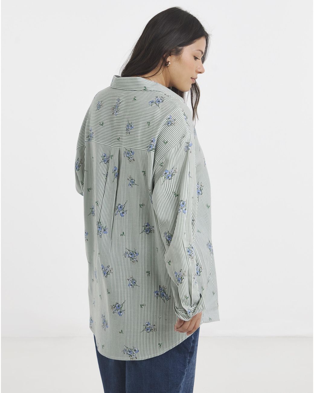 Simply Be Blue Linen Mix Boxy Shirt