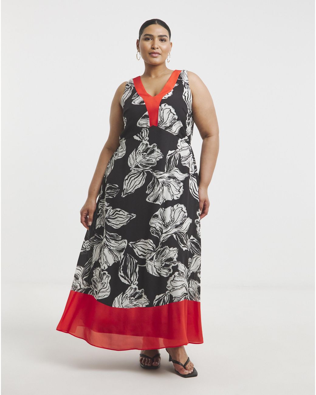 Joanna Hope Red Border Print Dress