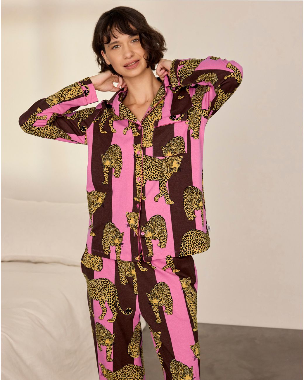 Chelsea Peers Pink Classic Long Button Up Set