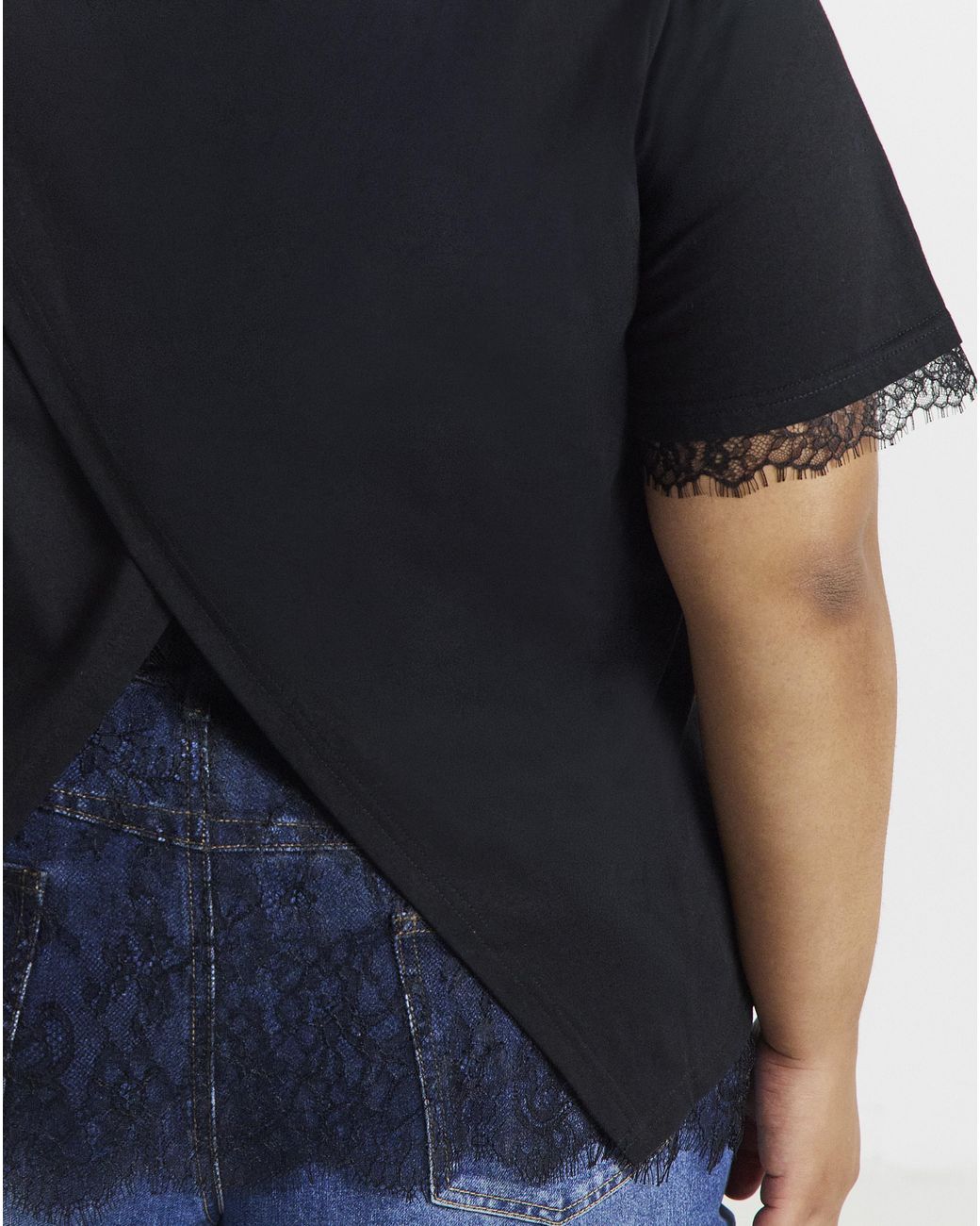Simply Be Black Lace Insert Back Tee