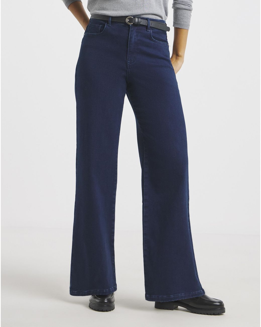 Simply Be Blue Fleece Lined Cosy Wide Leg Jeans
