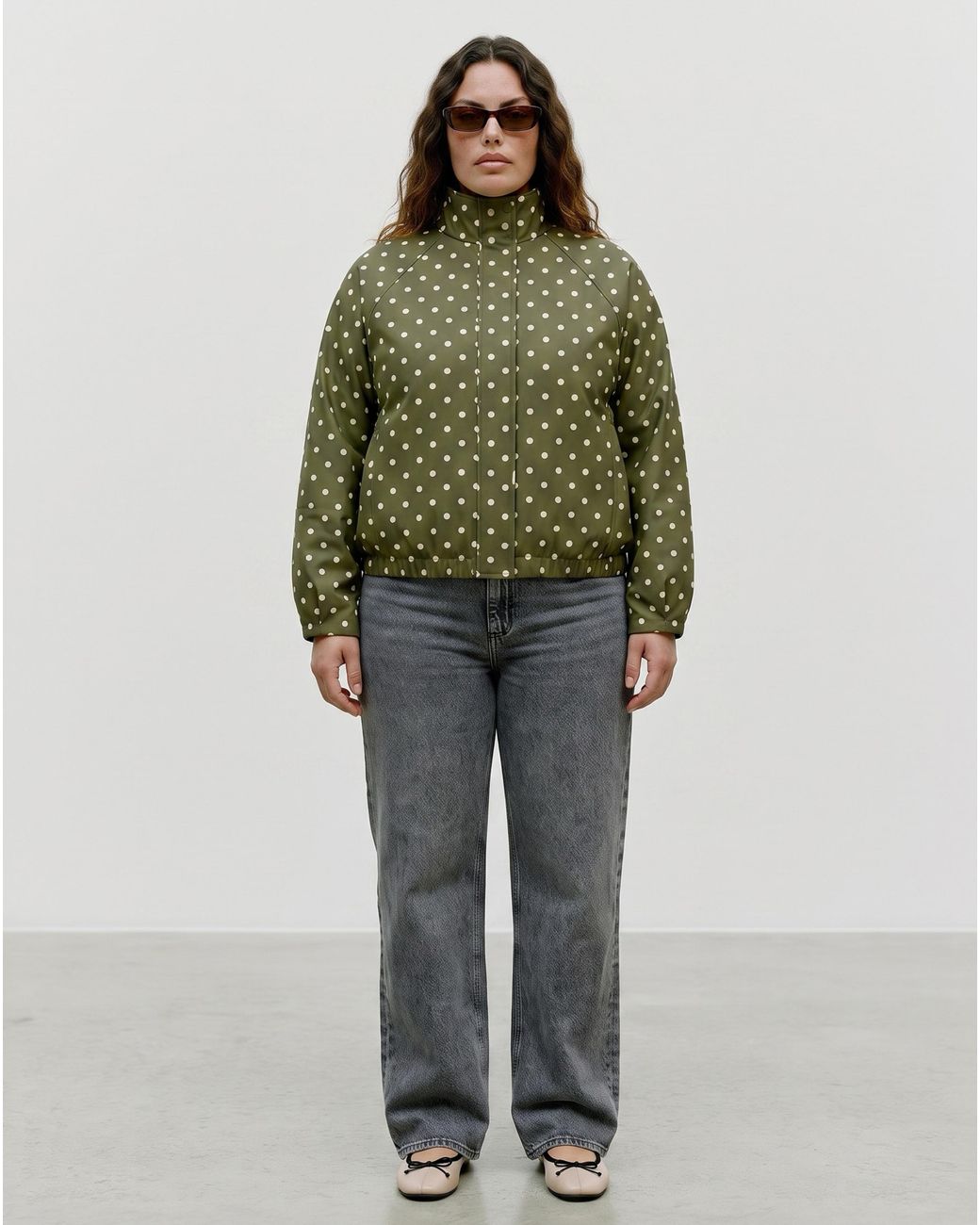 Vero Moda Green Kayla High Neck Polka Jacket
