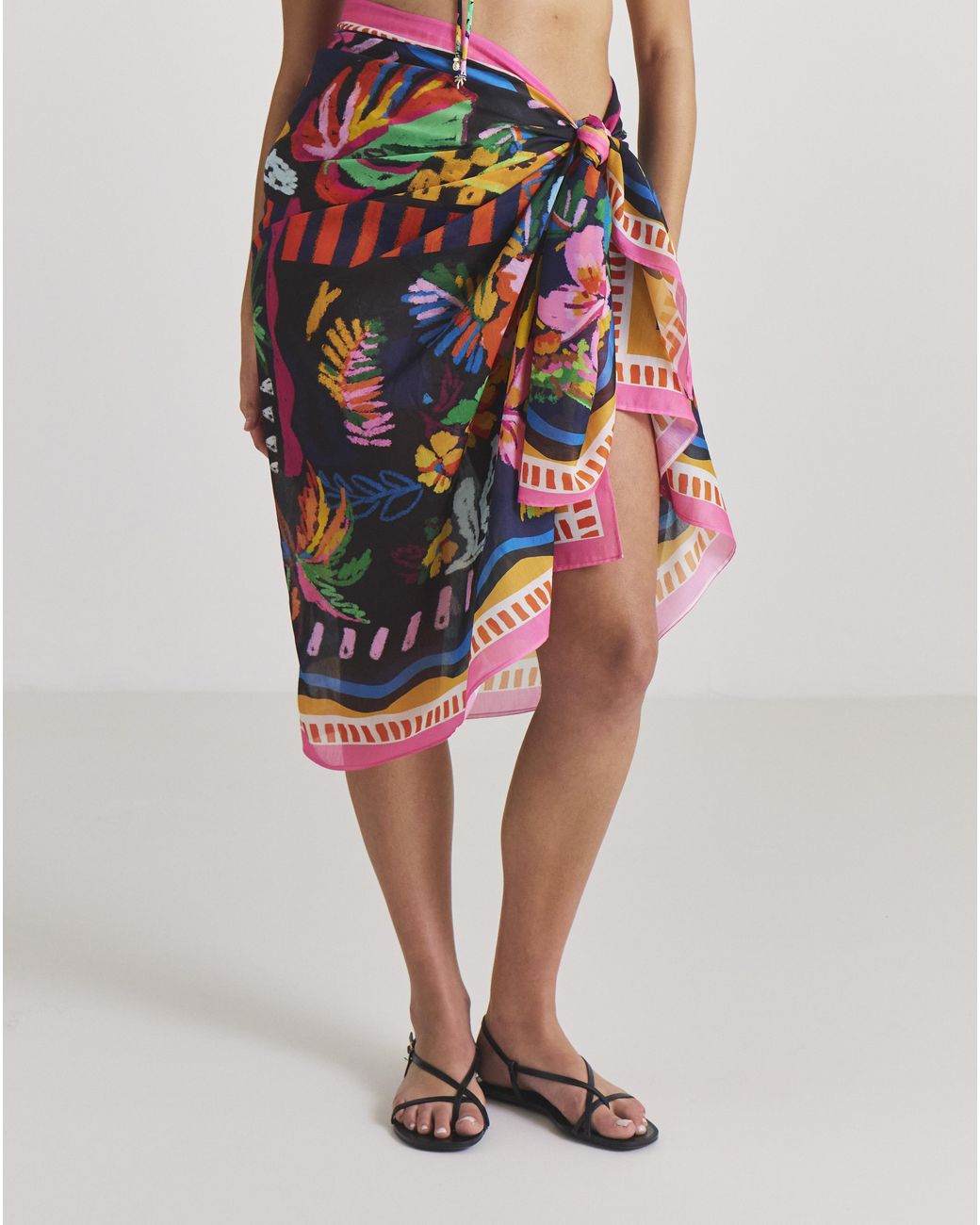 Beach To Beach White Printed Sarong