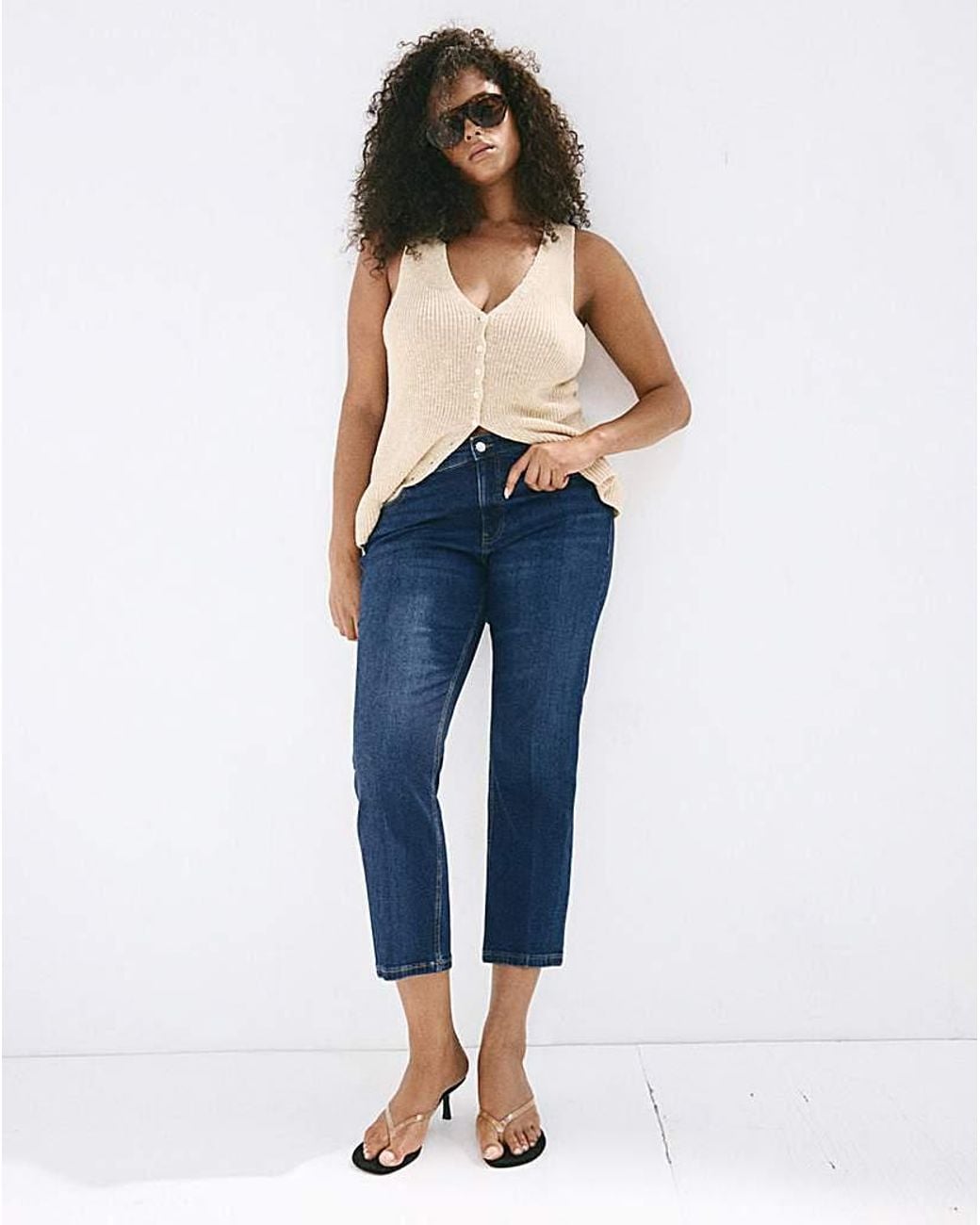 Mango Blue Sienna Flared Cropped Jeans
