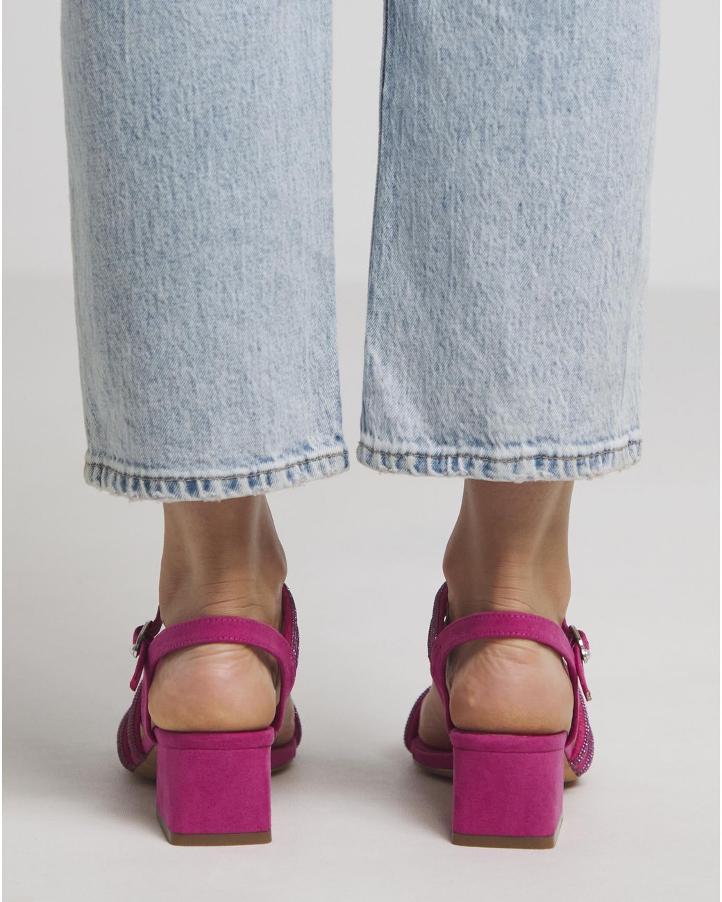 Simply Be Blue Low Block Heel Diamante Sandal Wide Fit