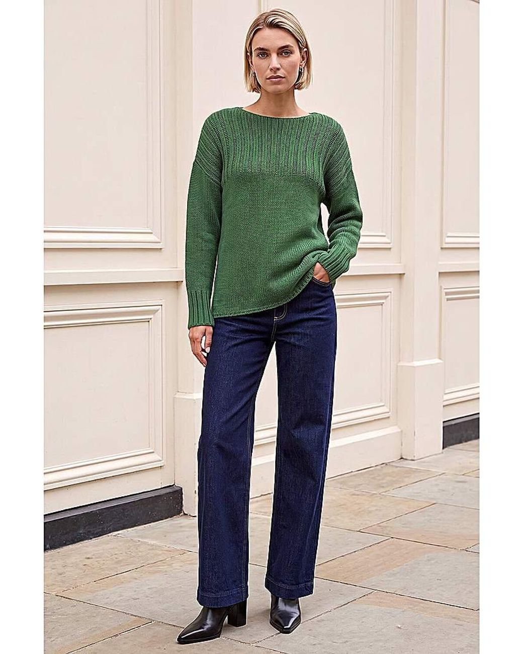 Roman Green Roman Yoke Stitch Detail Jumper