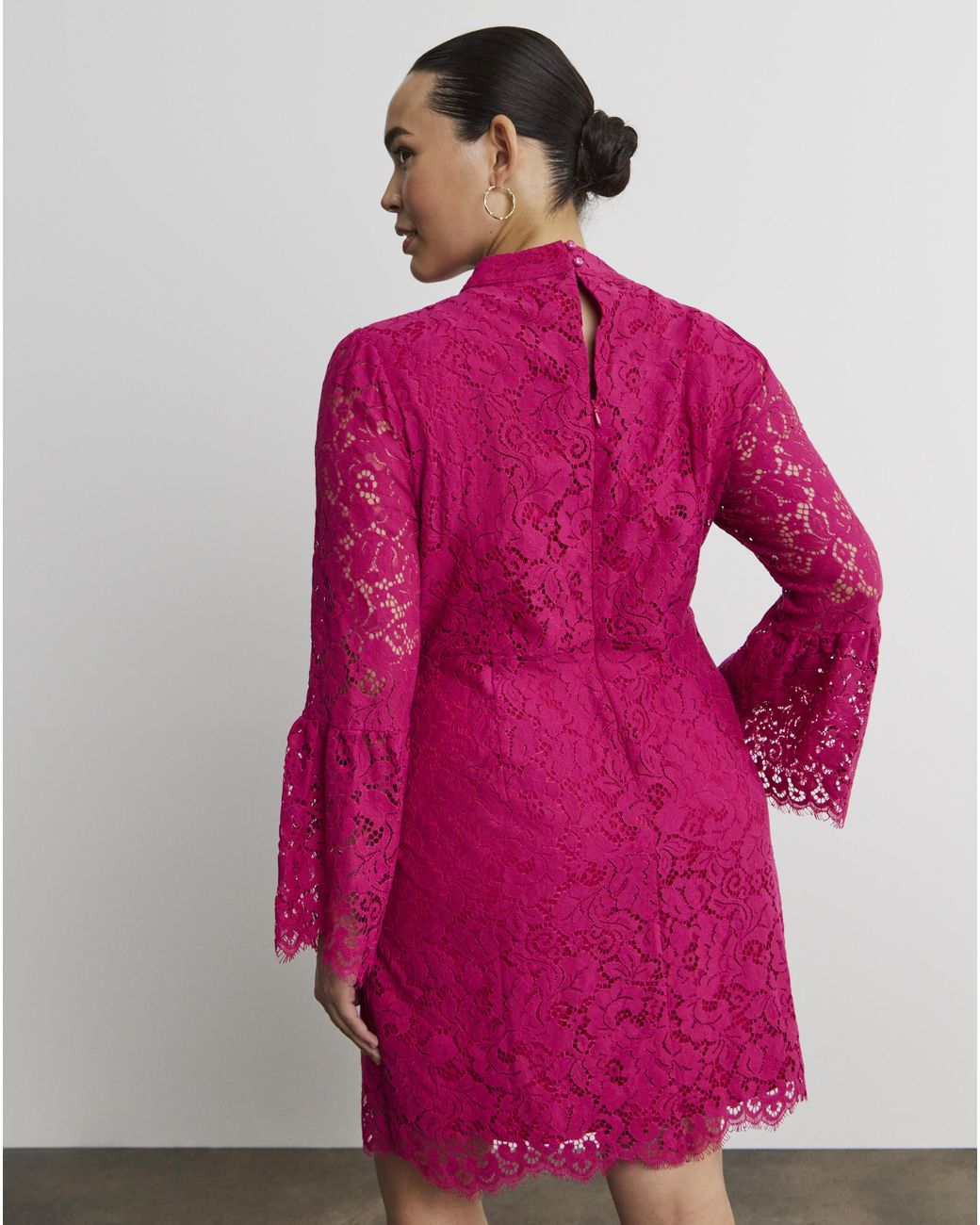 Joanna Hope Pink High Neck Lace Dress