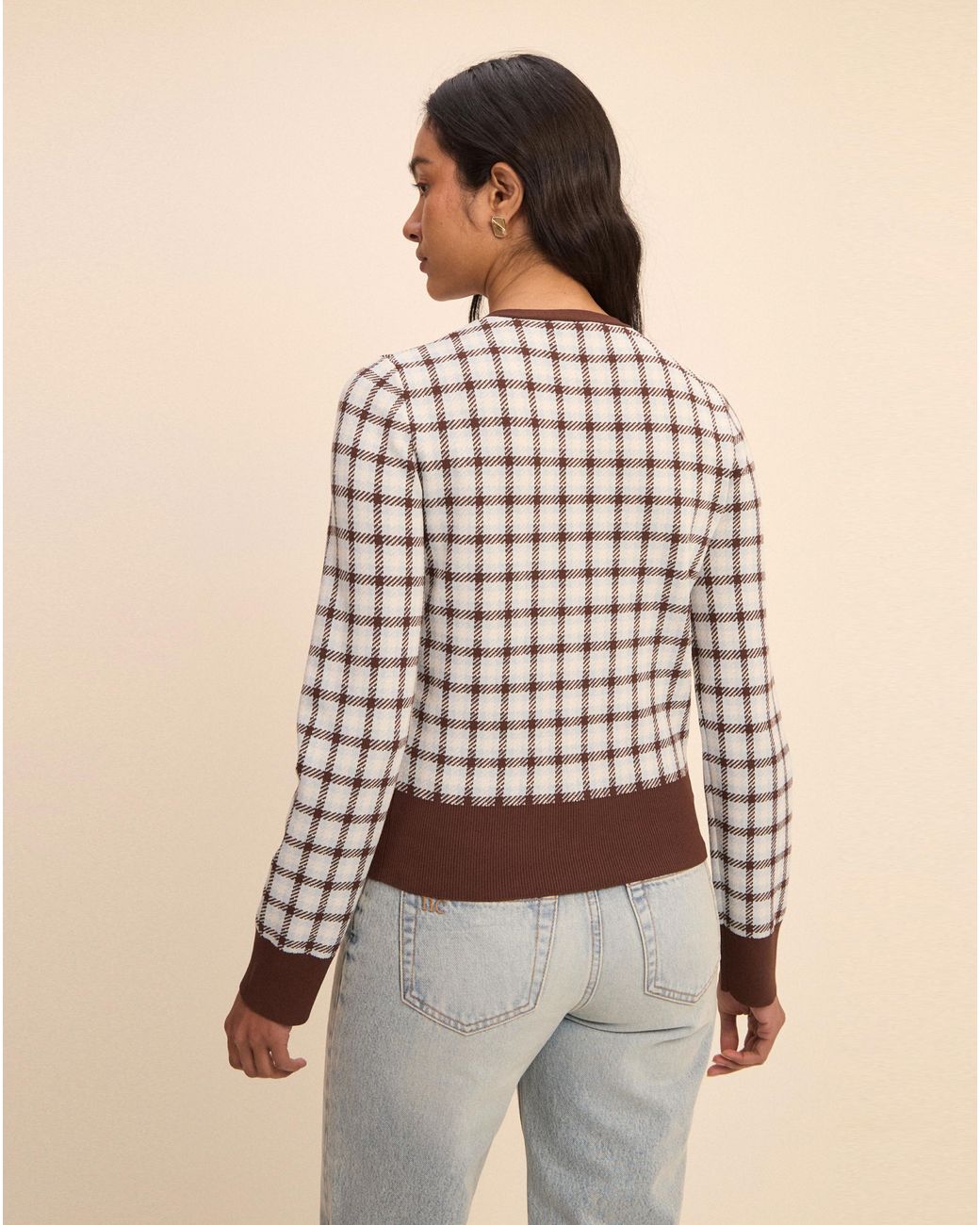 Nobody's Child Brown Nobodys Child V-Neck Jacquard Cardi