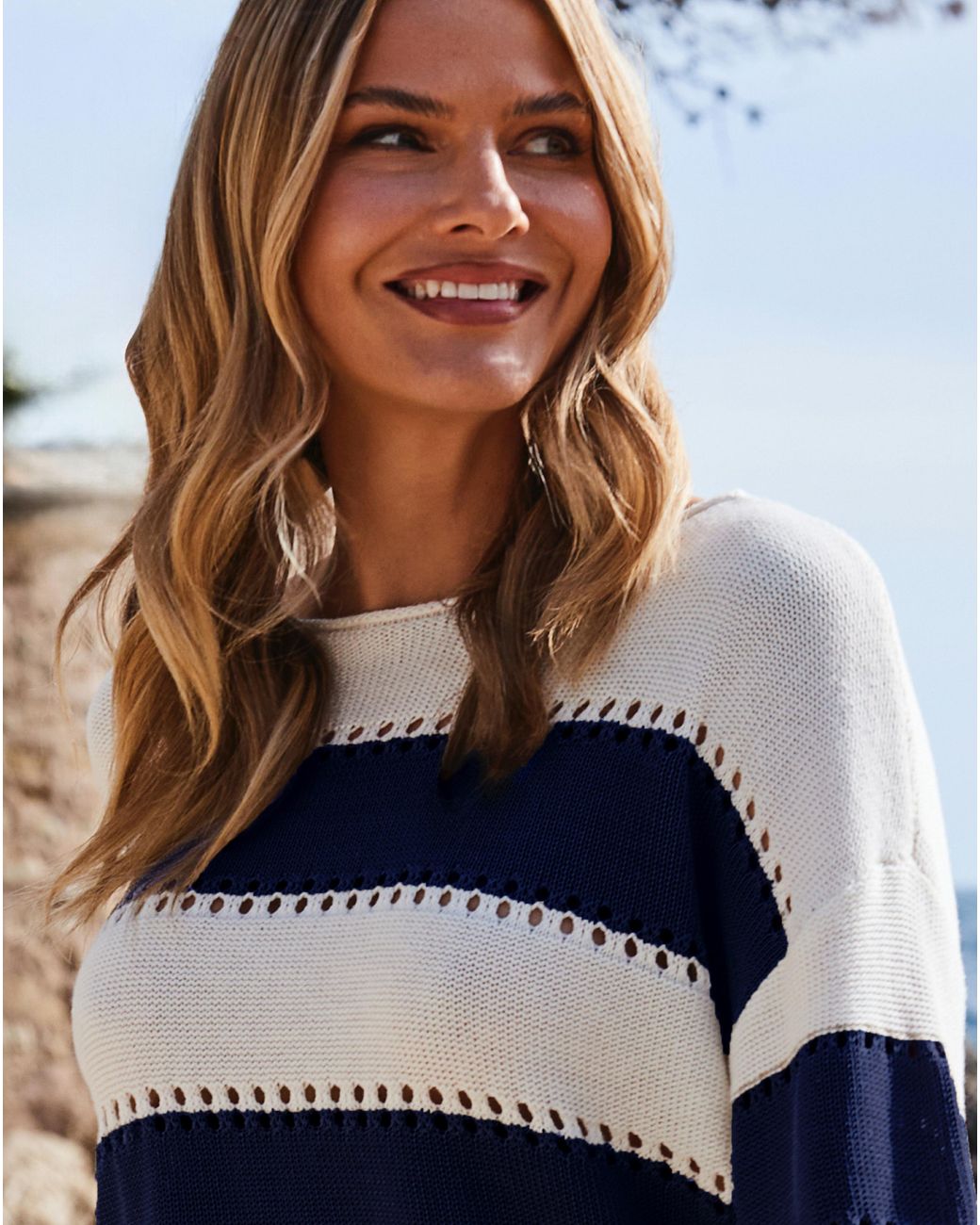Sosandar Blue Stripe Jumper