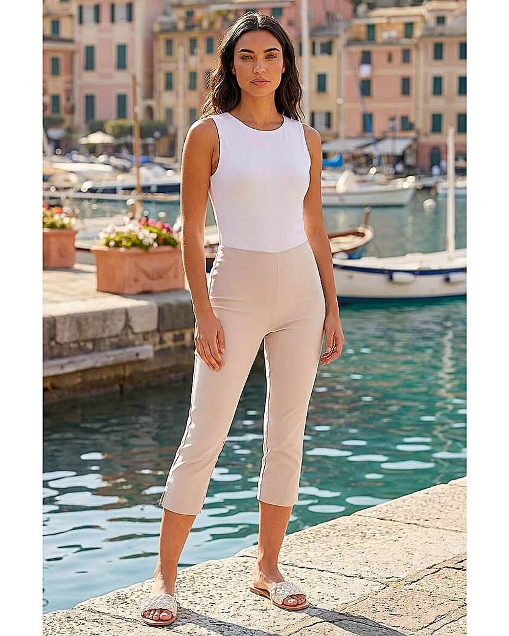Roman Green Roman Cropped Stretch Trouser