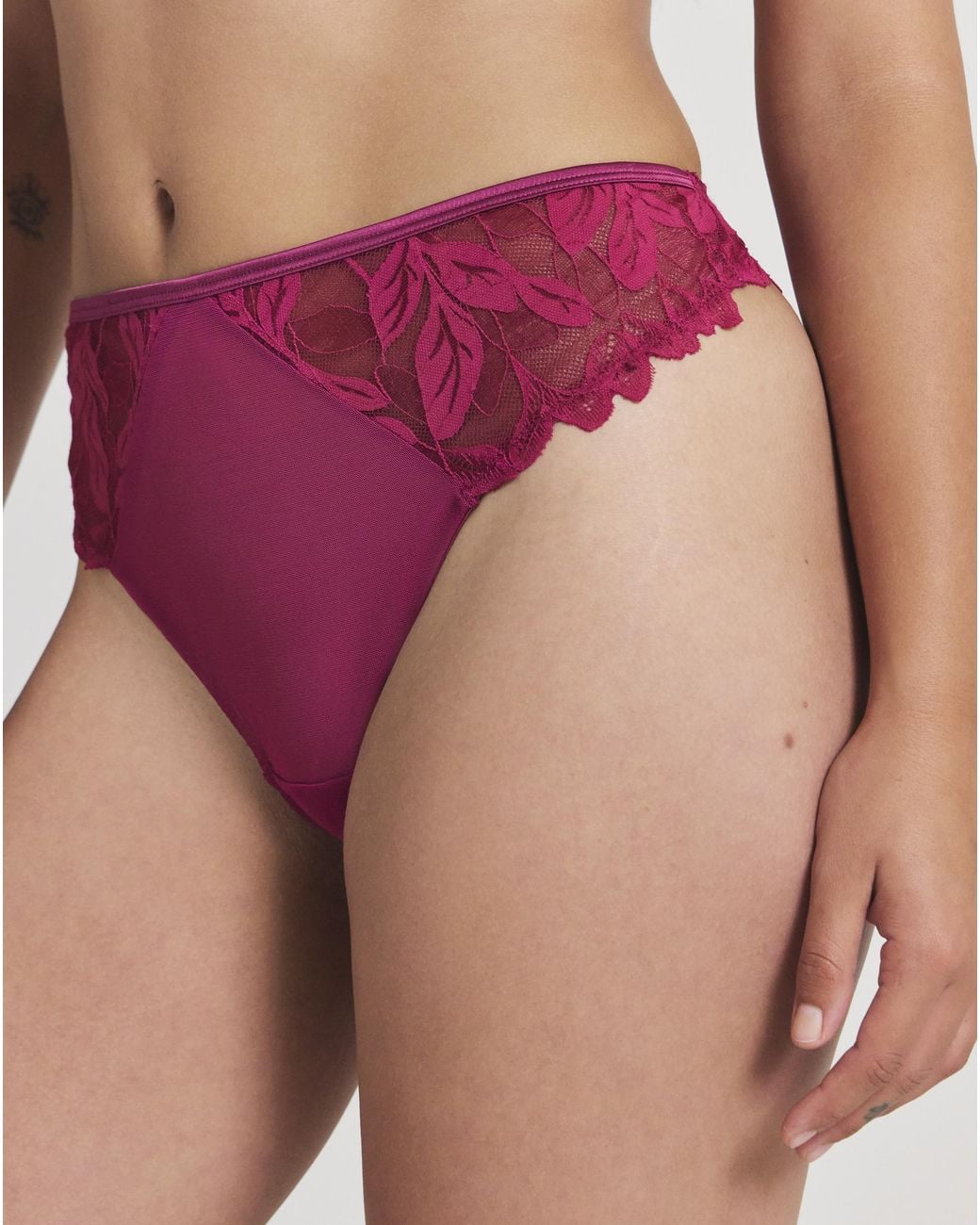 Pretty Secrets Pink Leaf Lace Thong